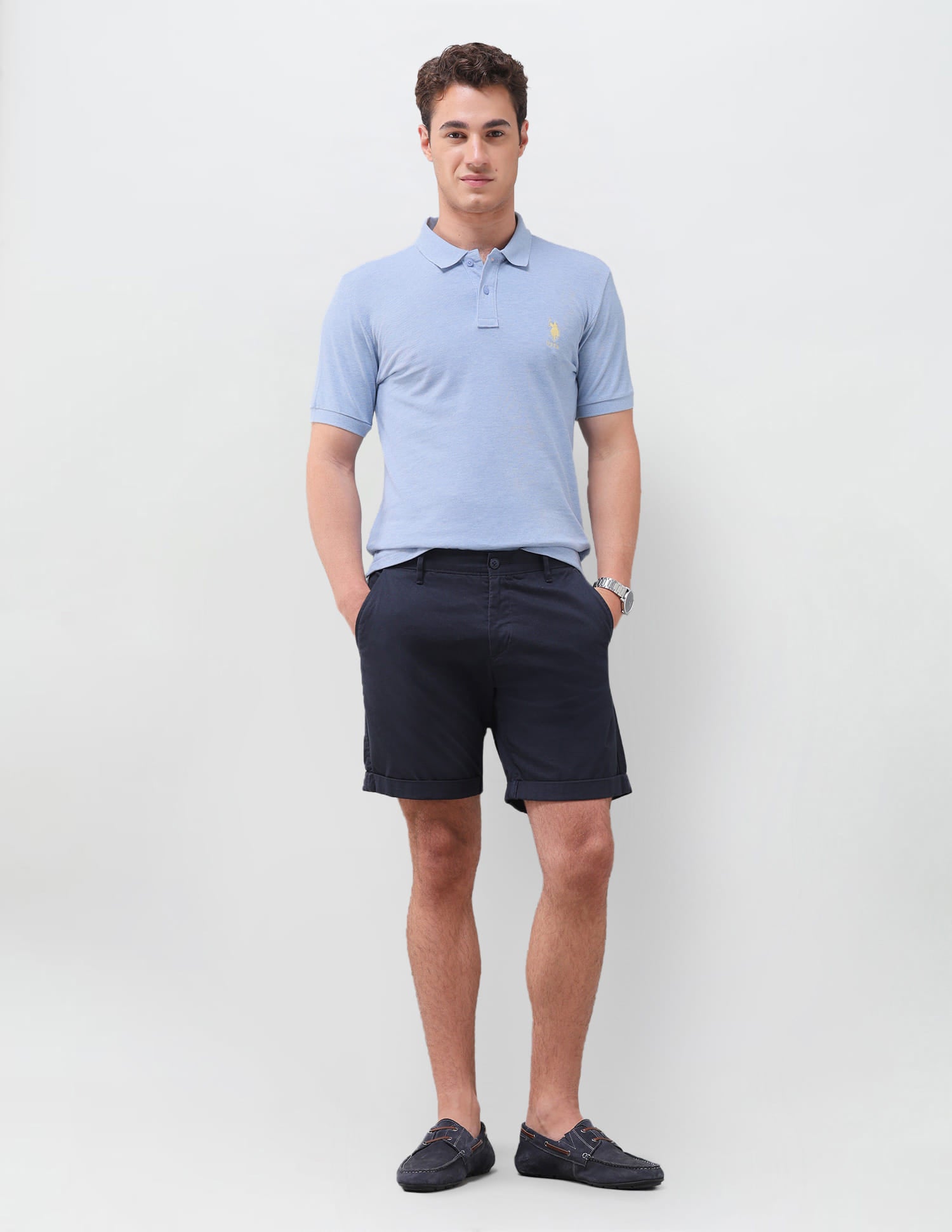 Solid Slim Fit Polo Shirt Light Blue - U.S. Polo Assn. India | Large
