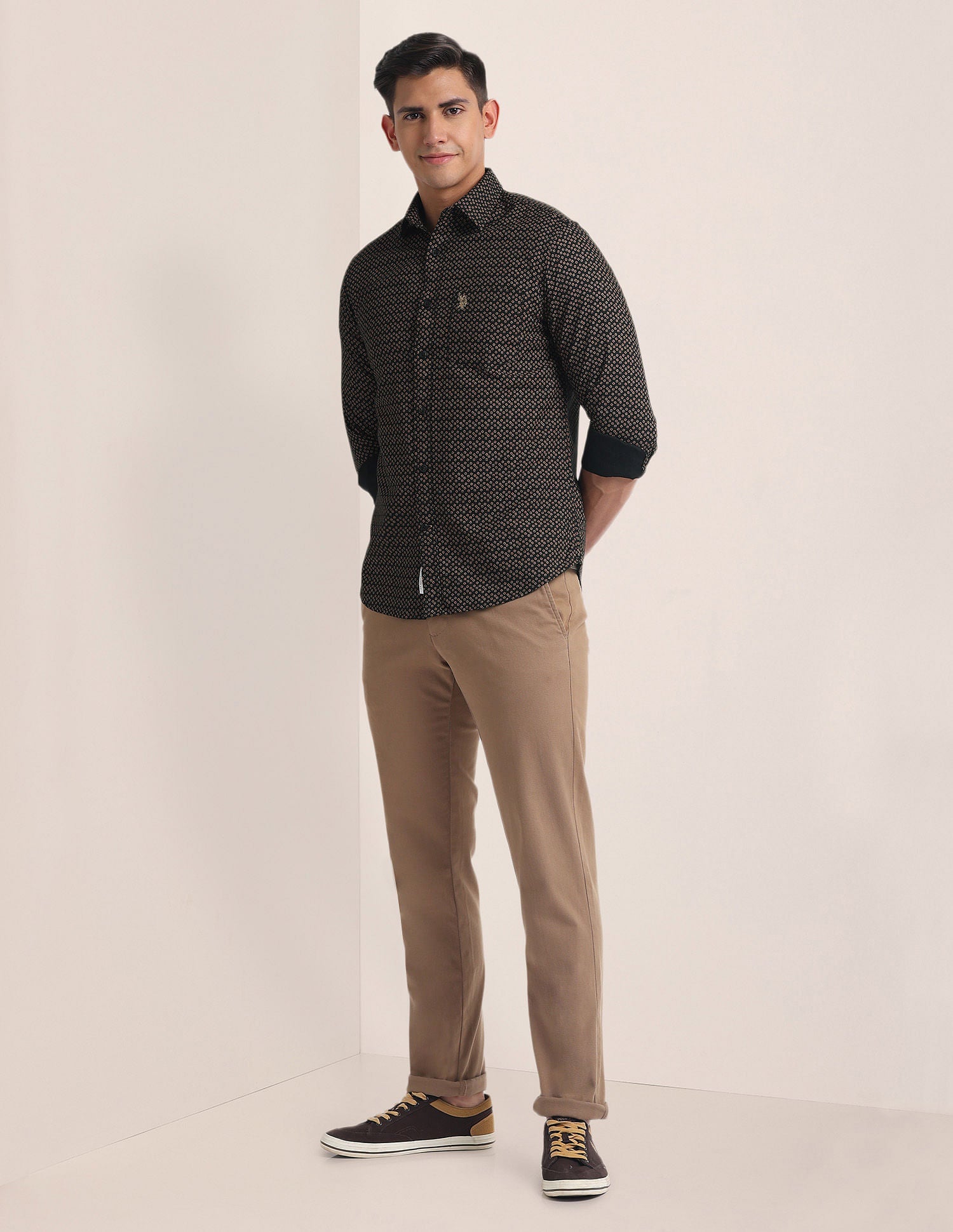 Premium Cotton Twill Shirt Black - U.S. Polo Assn. India | Large