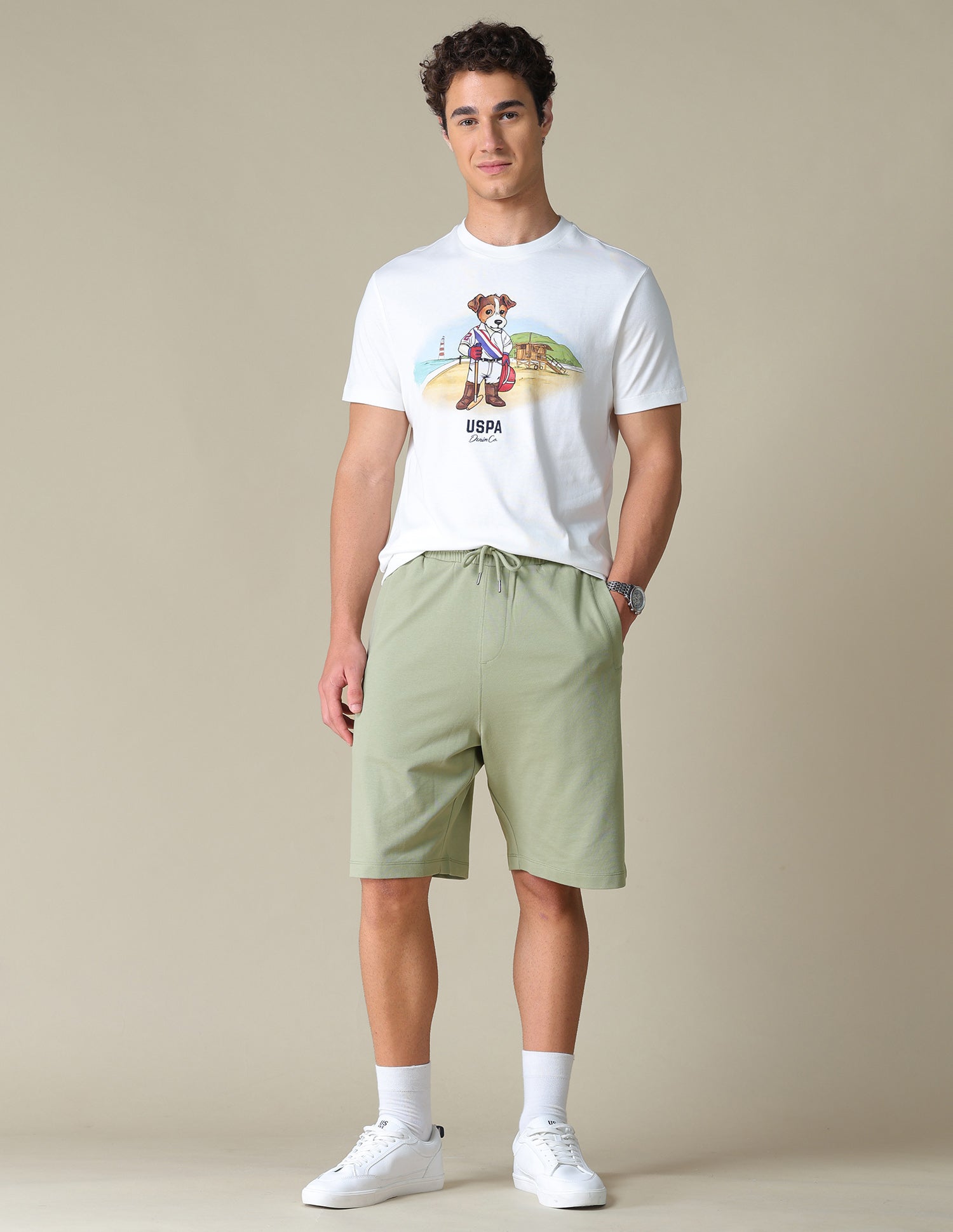 Regular Fit Knitted Shorts Light Green - U.S. Polo Assn. India | Large