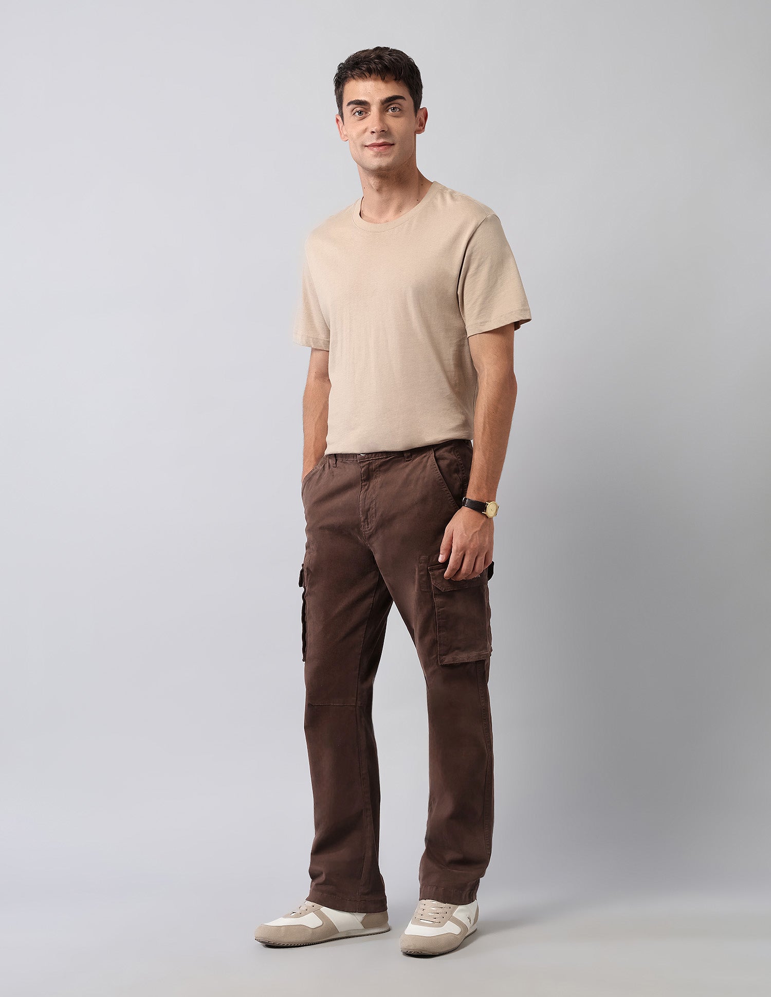 Straight Fit Solid Cargos Choco Brown - U.S. Polo Assn. India | Large