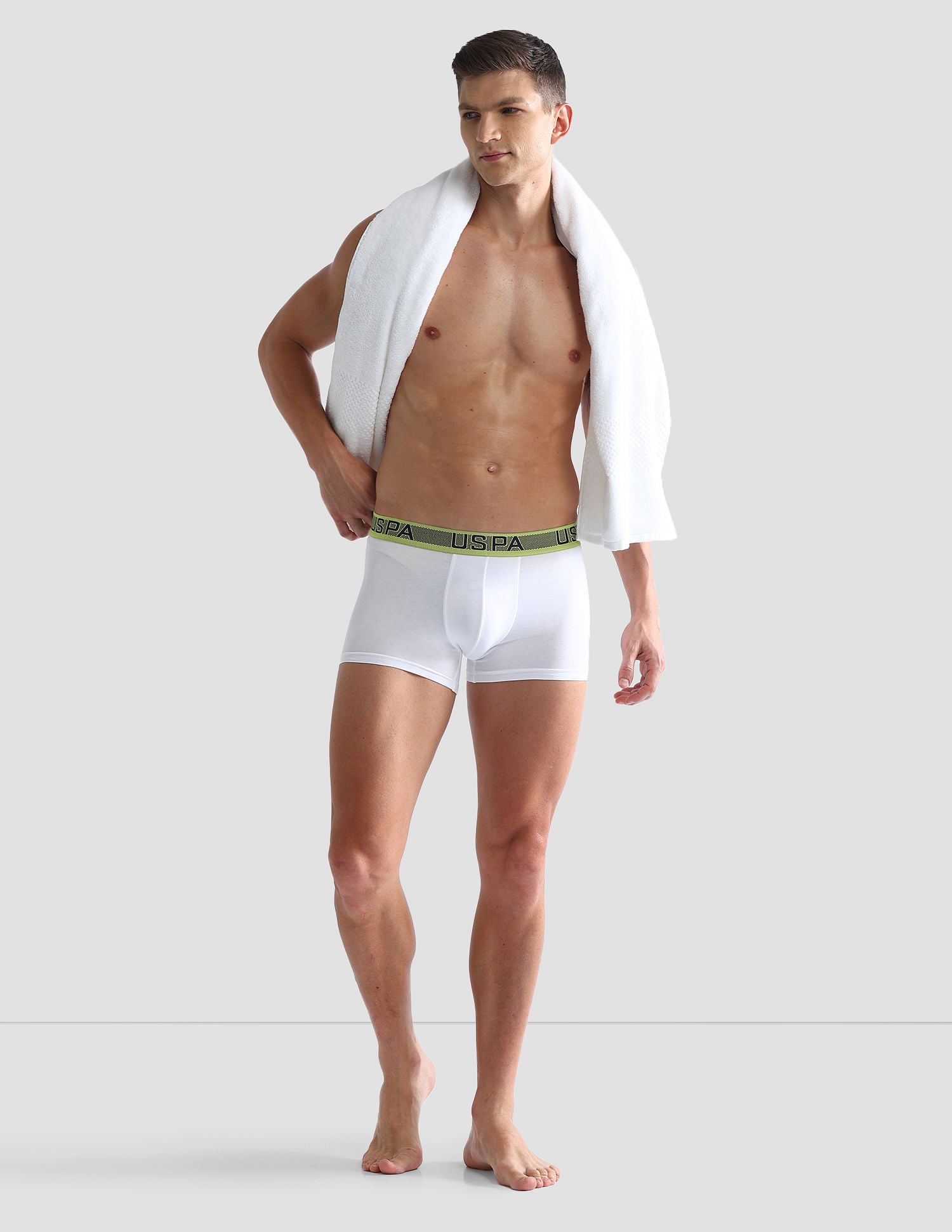 Contrast Waist Cotton Stretch OET04 Trunks - Pack Of 1 White - U.S. POLO ASSN. | Large