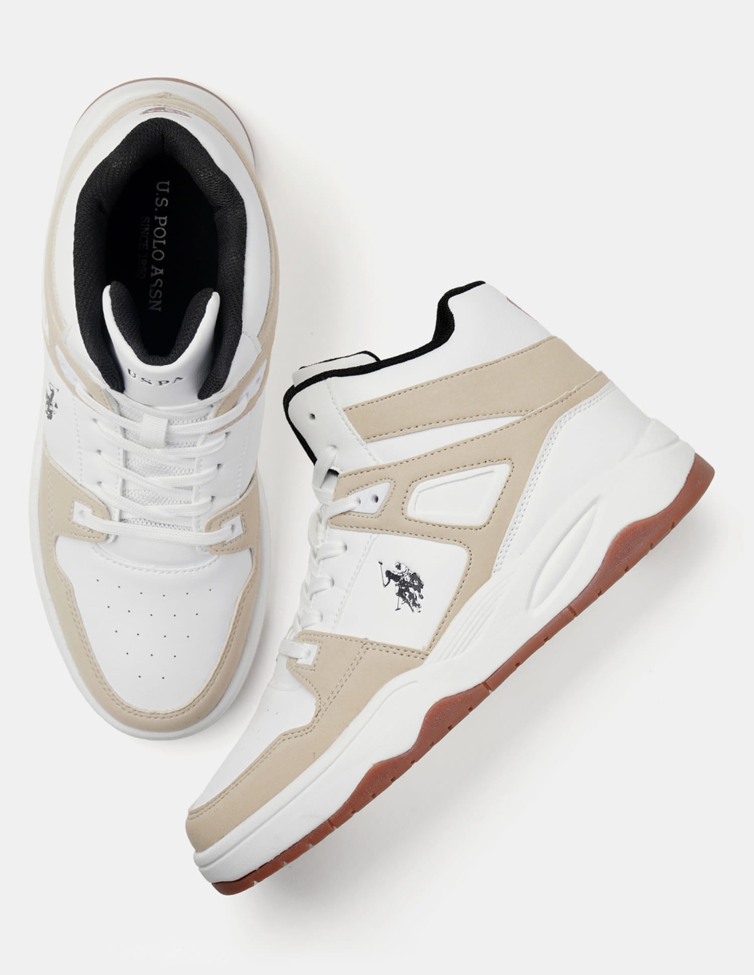 Colour Blocked Mid Top Bruce 2.0 Sneakers Beige - U.S. Polo Assn. India | Large