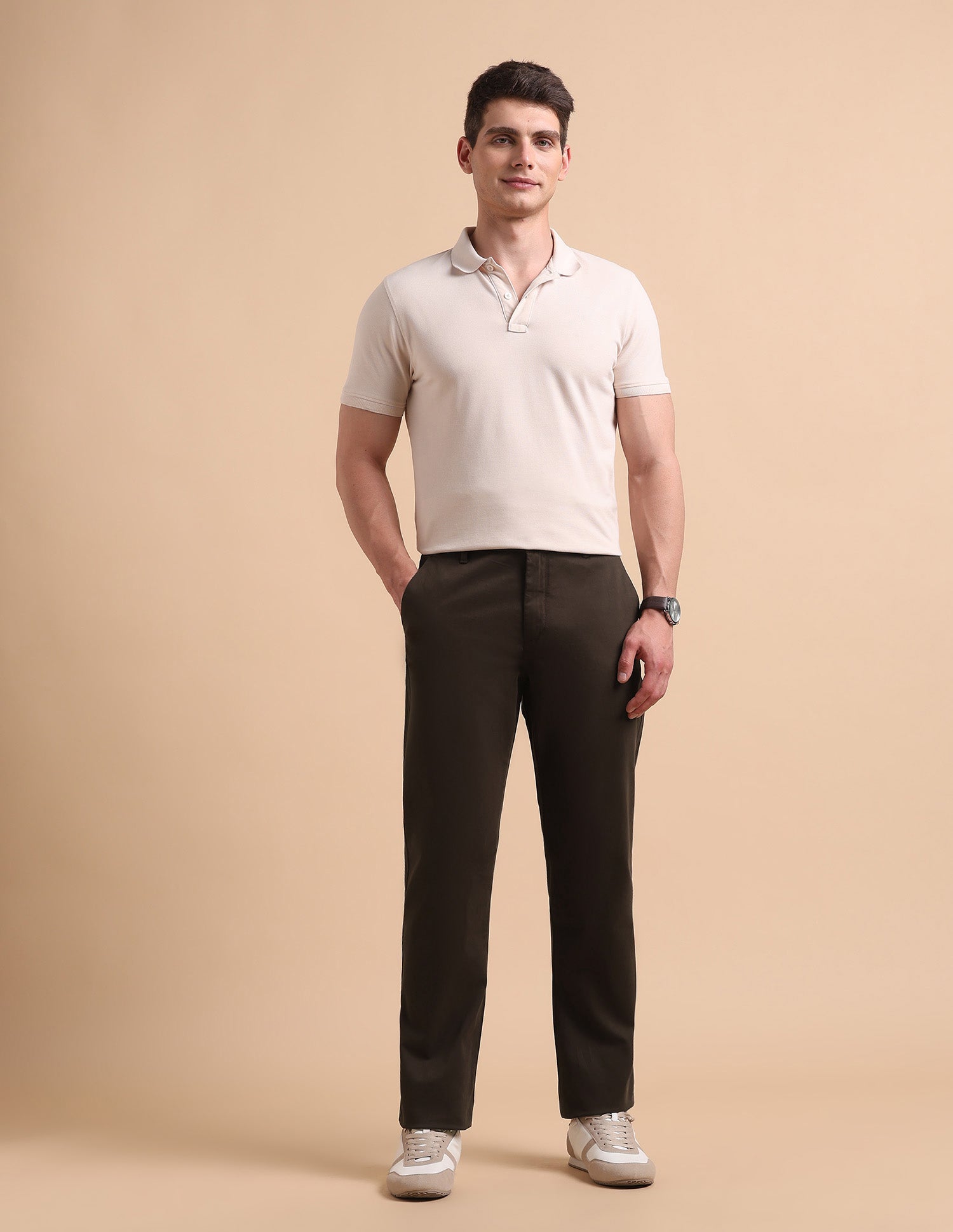 Satin Slim Fit Trousers Brown - U.S. POLO ASSN. | Large