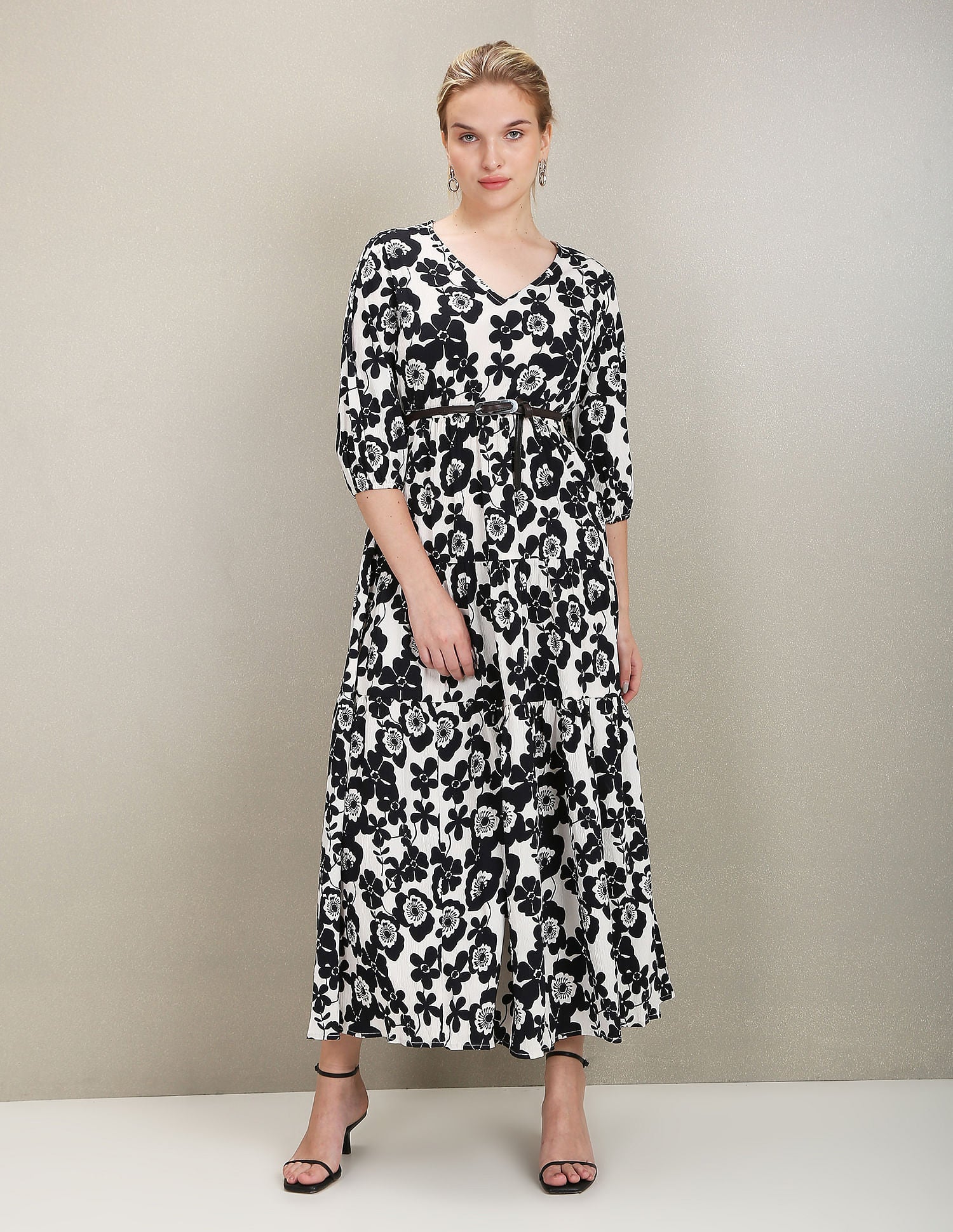 Floral Print Fit And Flare Dress Black - U.S. Polo Assn. India | Large