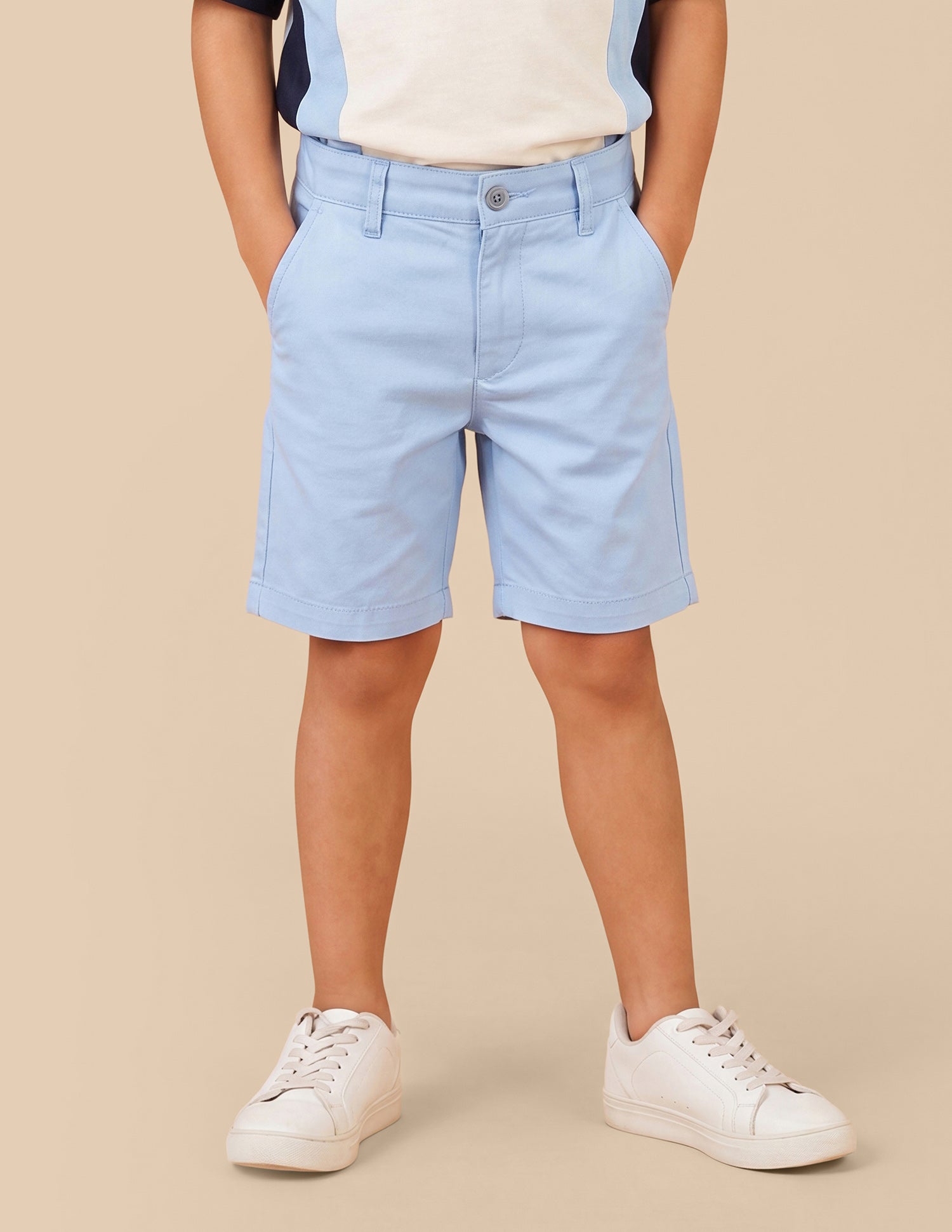 Mid Rise Slim Fit Shorts Light Blue - U.S. Polo Assn. India | Large
