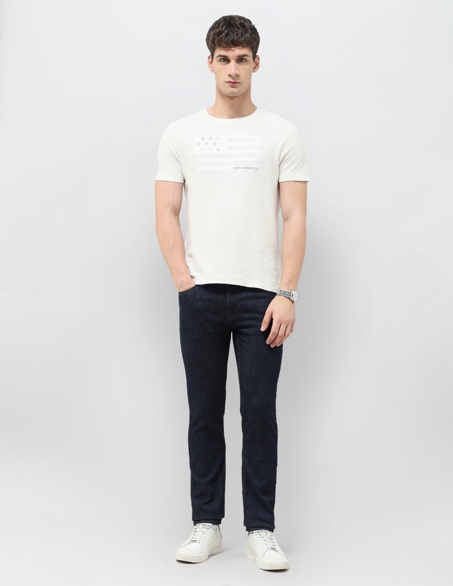 Graphic Printed Denim Legacy T-Shirt Off White - U.S. POLO ASSN. | Large