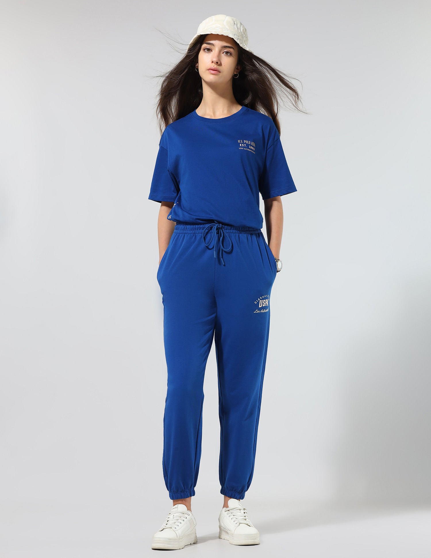 Boyfriend Fit Brand Printed Lounge T-Shirt Bright Blue - U.S. POLO ASSN. | Large