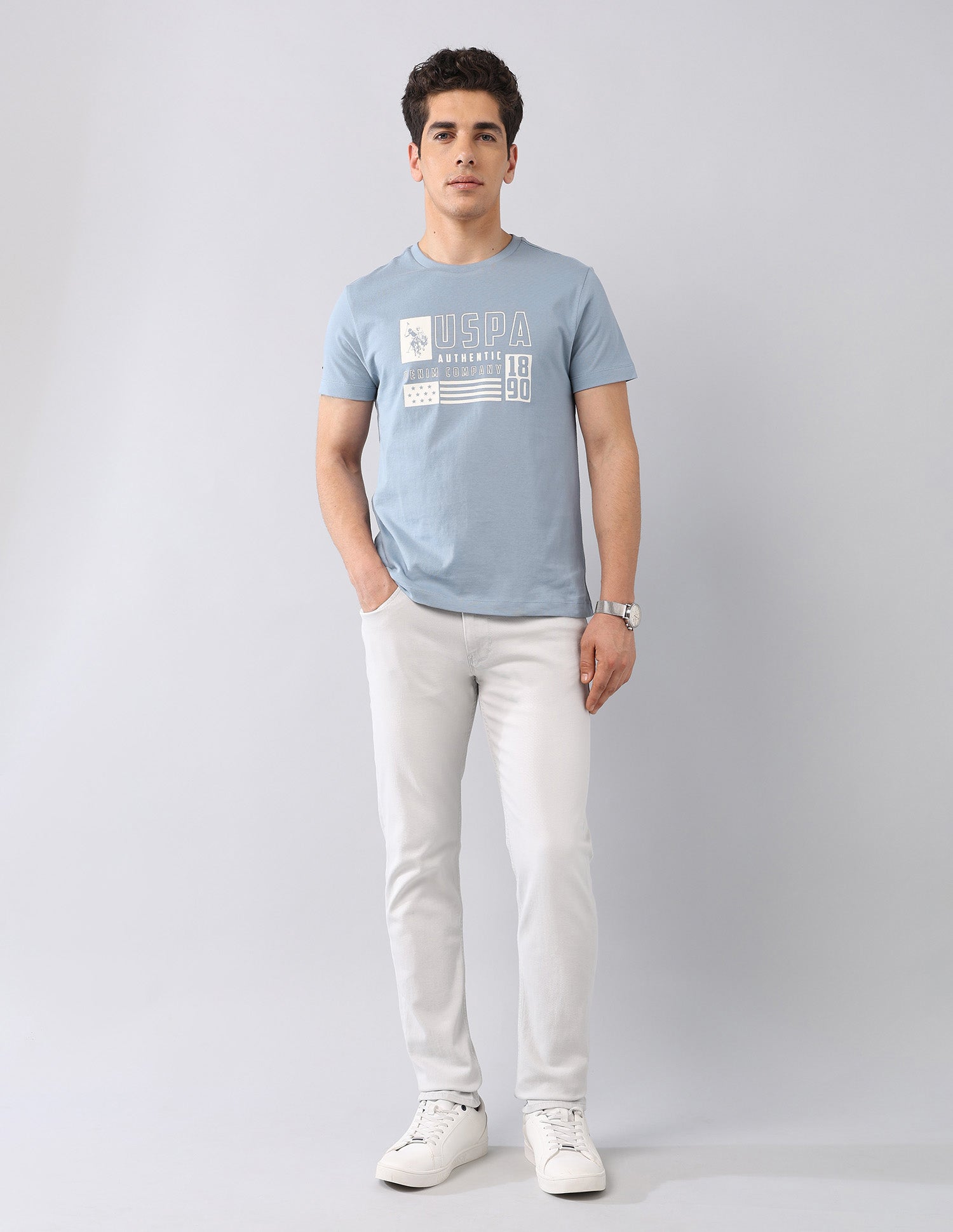 Brand Printed Summer In Med T-Shirt Blue - U.S. Polo Assn. India | Large