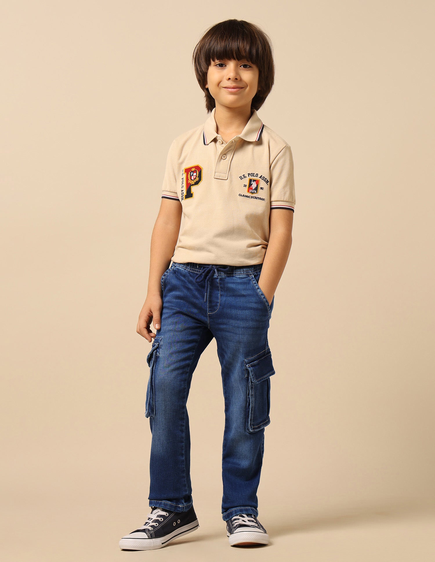 Boys Whiskered Regular Fit Cargo Jeans Light Blue - U.S. POLO ASSN. | Large