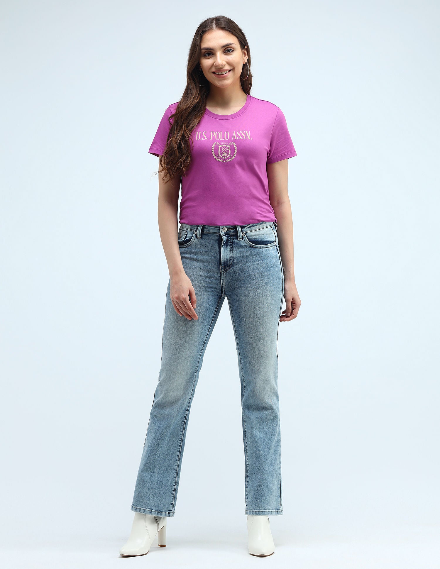 Mid Rise Boot Cut Jeans Light Blue - U.S. Polo Assn. India | Large