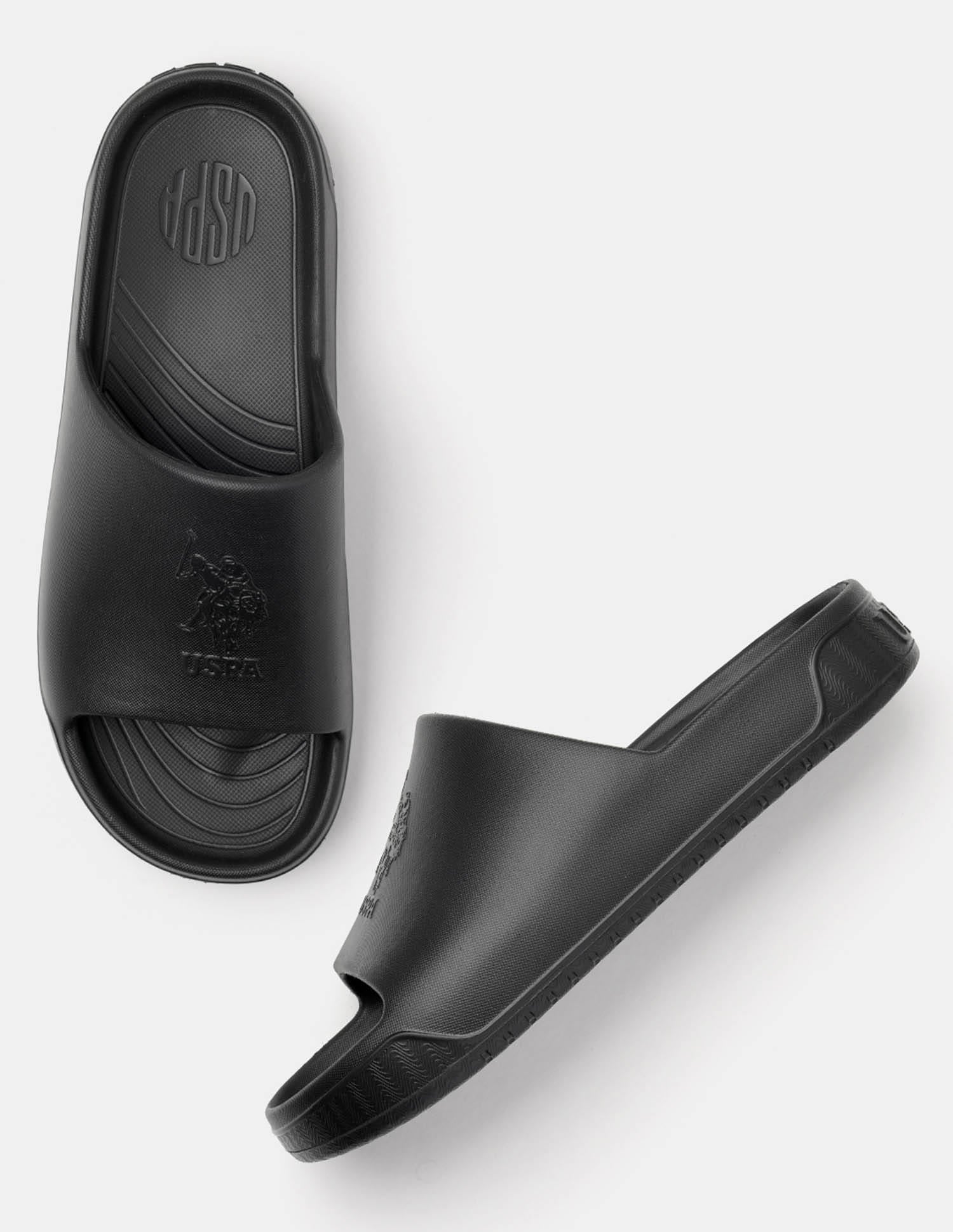 Men Palmer Open Toe Slippers Black - U.S. Polo Assn. India | Large