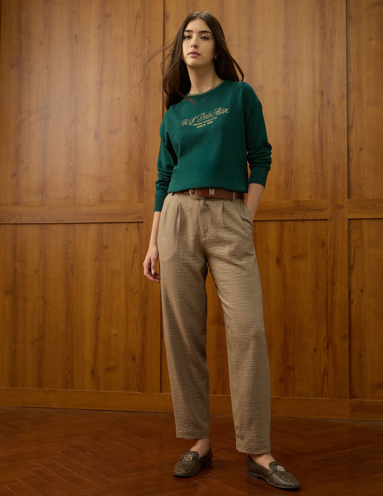 Regular Fit Brand Printed Sweater Green - U.S. POLO ASSN. | Large