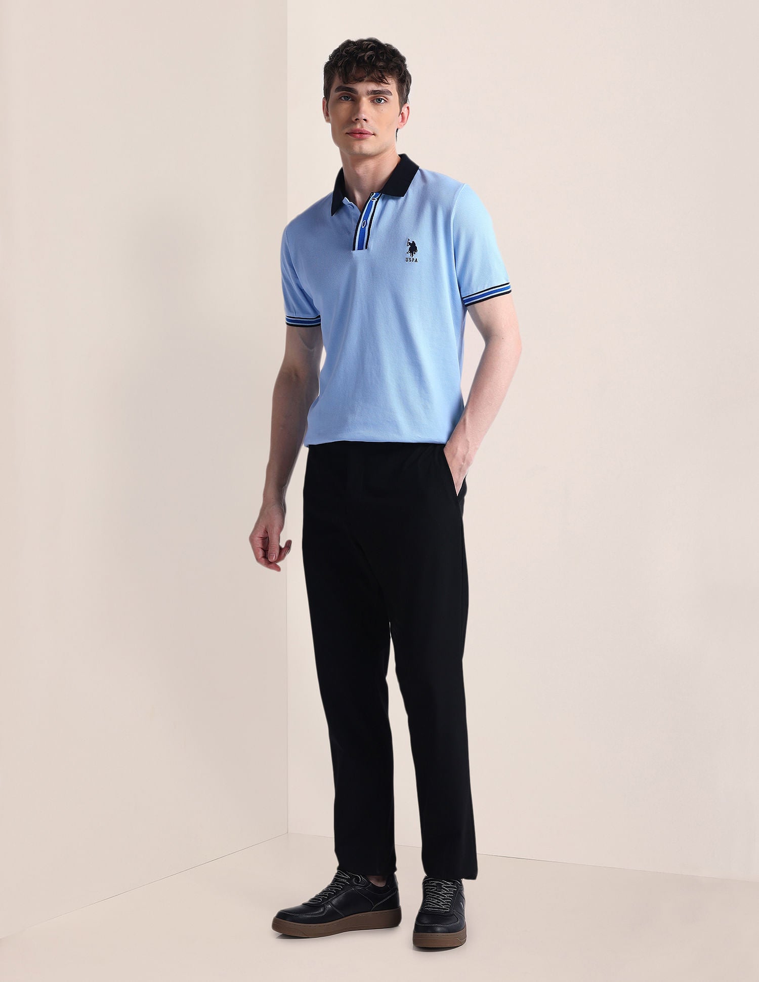 Solid Short Sleeve Polo Shirt Light Blue - U.S. POLO ASSN. | Large