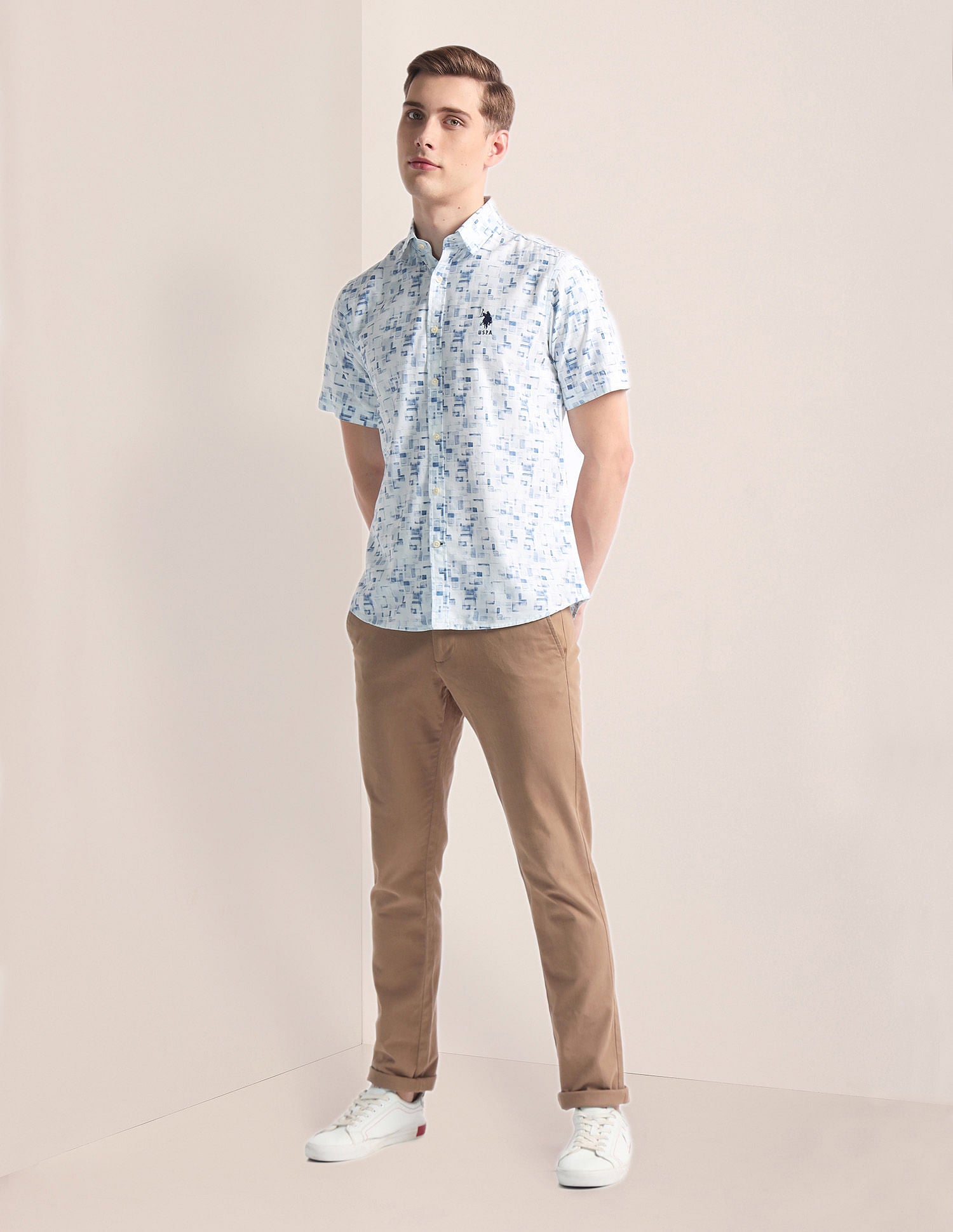 Abstract Print Twill Shirt Blue - U.S. Polo Assn. India | Large