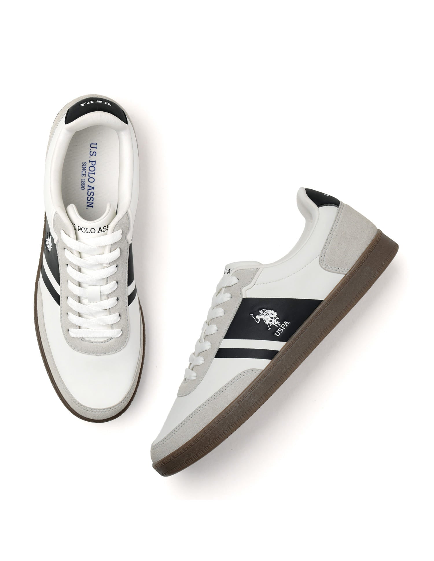 Men Jorge Suede Colourblocked Sneakers Grey - U.S. Polo Assn. India | Large