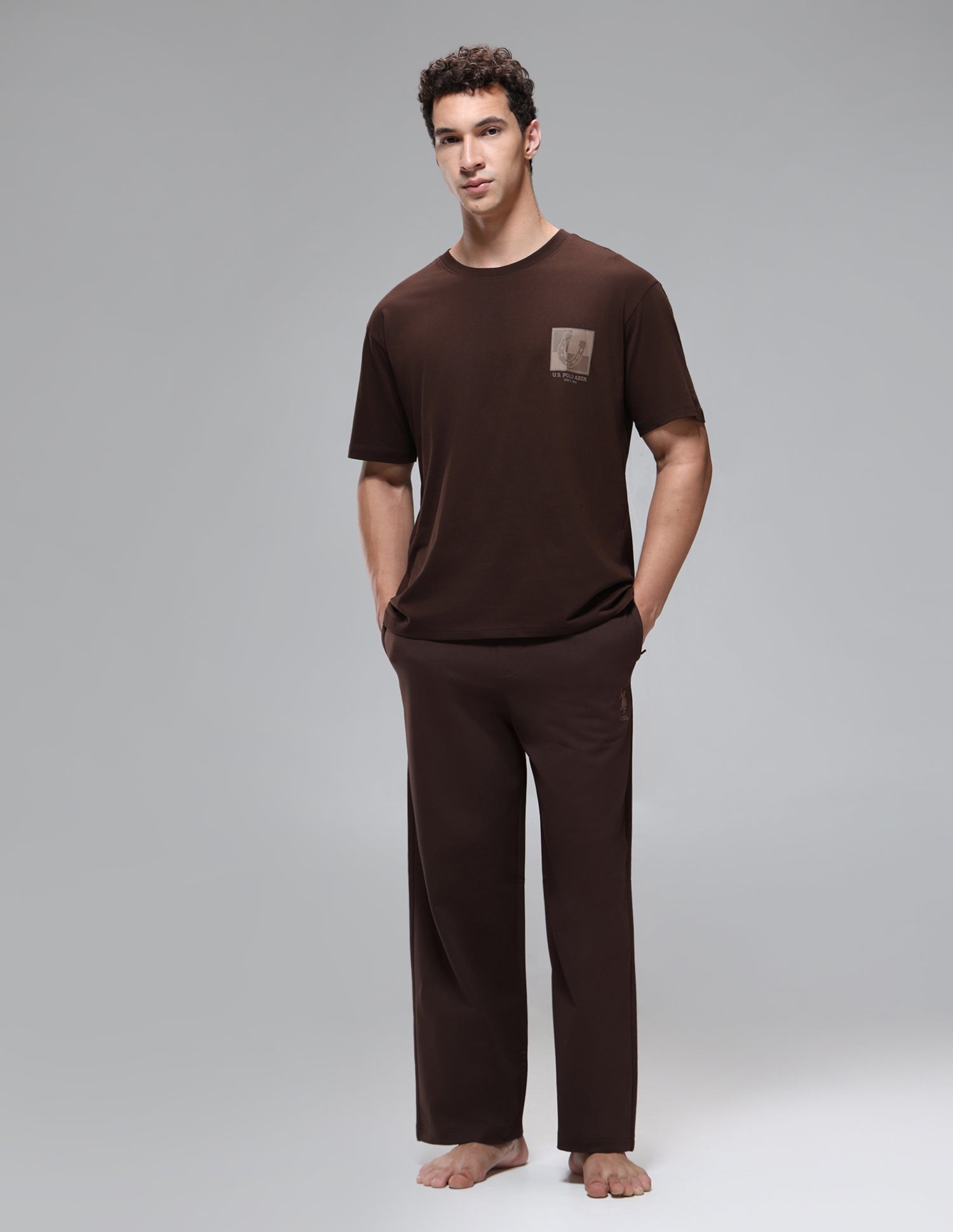 Breathable Regular Comfort Fit OEE15 Lounge T-Shirt Java - U.S. Polo Assn. India | Large