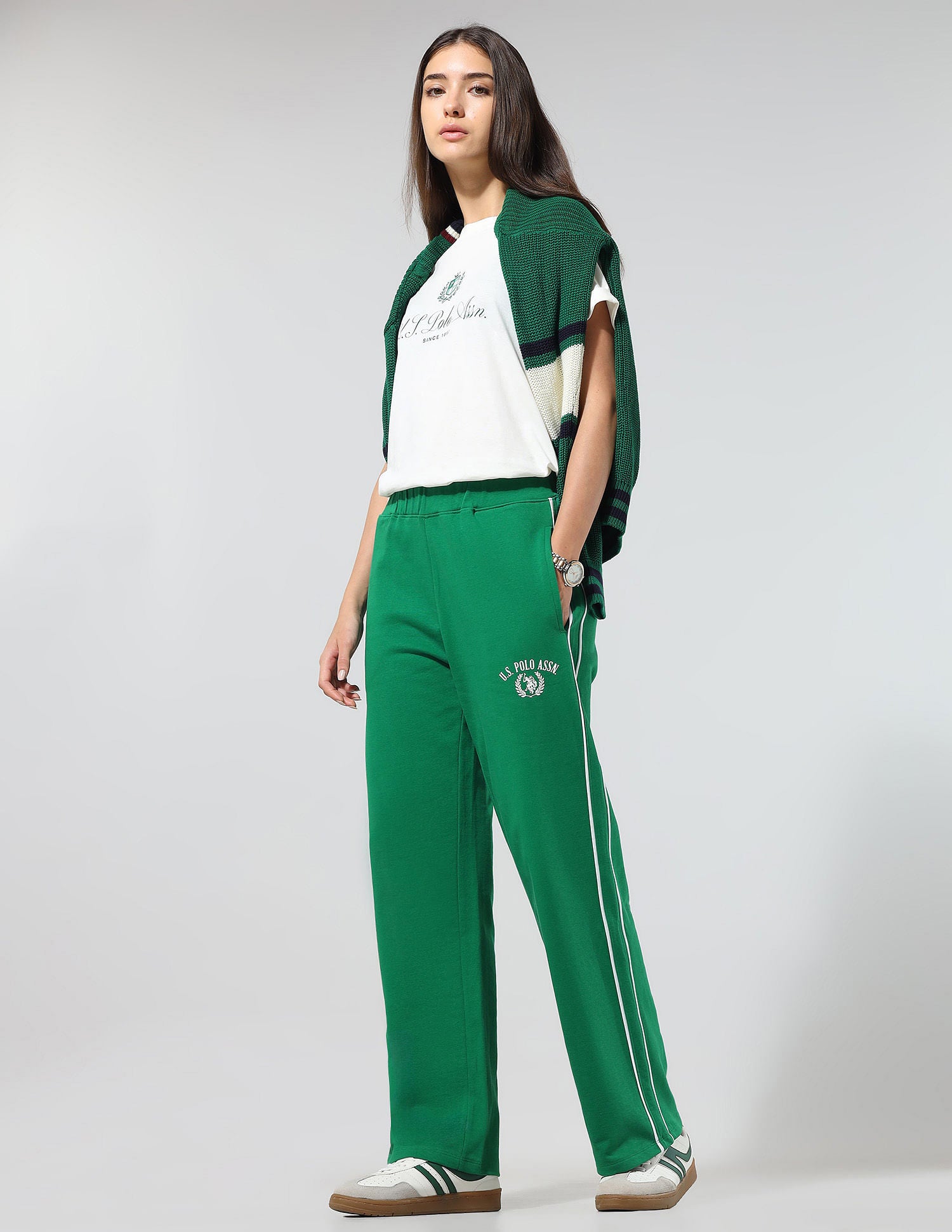 Straight Fit Lounge Trousers Bright Green - U.S. POLO ASSN. | Large