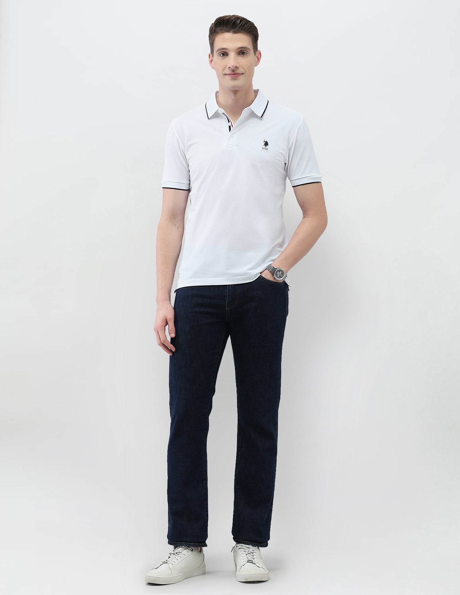 Solid New Port Marina Polo Shirt White - U.S. Polo Assn. India | Large