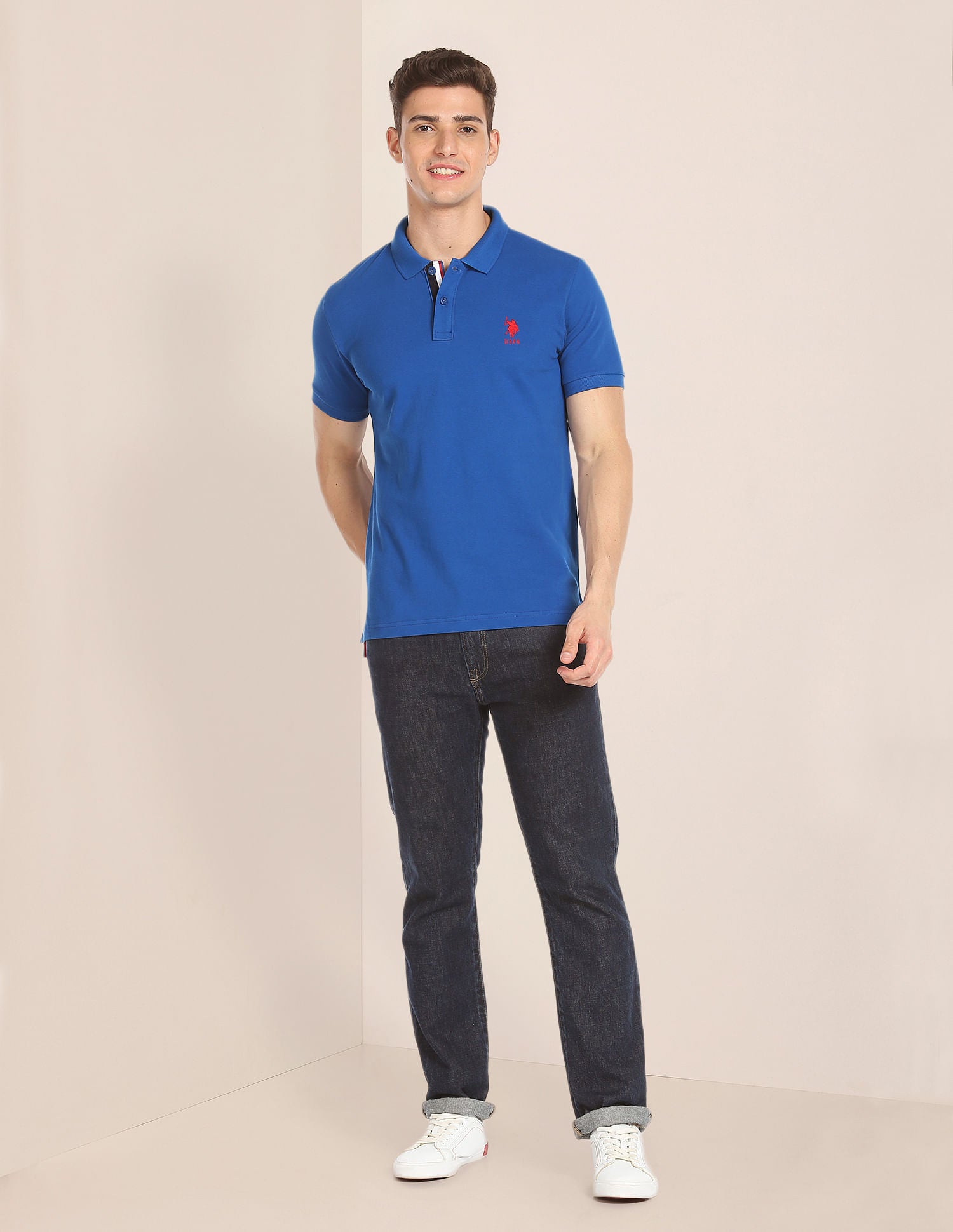 Pure Cotton Slim Fit Polo Shirt Blue - U.S. POLO ASSN. | Large