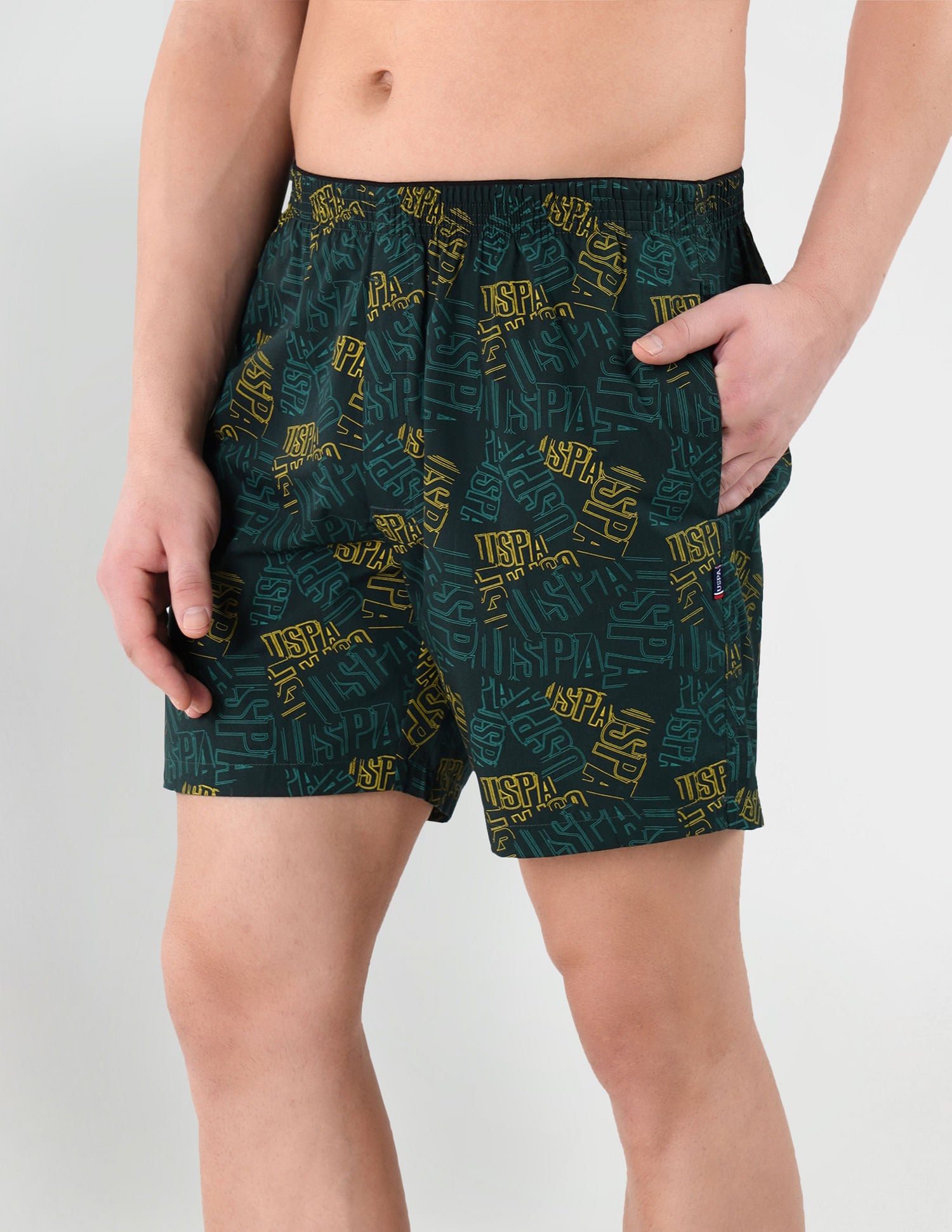 Dual Pocket All Over Print EX002 Boxers - Pack Of 1 Green - U.S. POLO ASSN. | Large