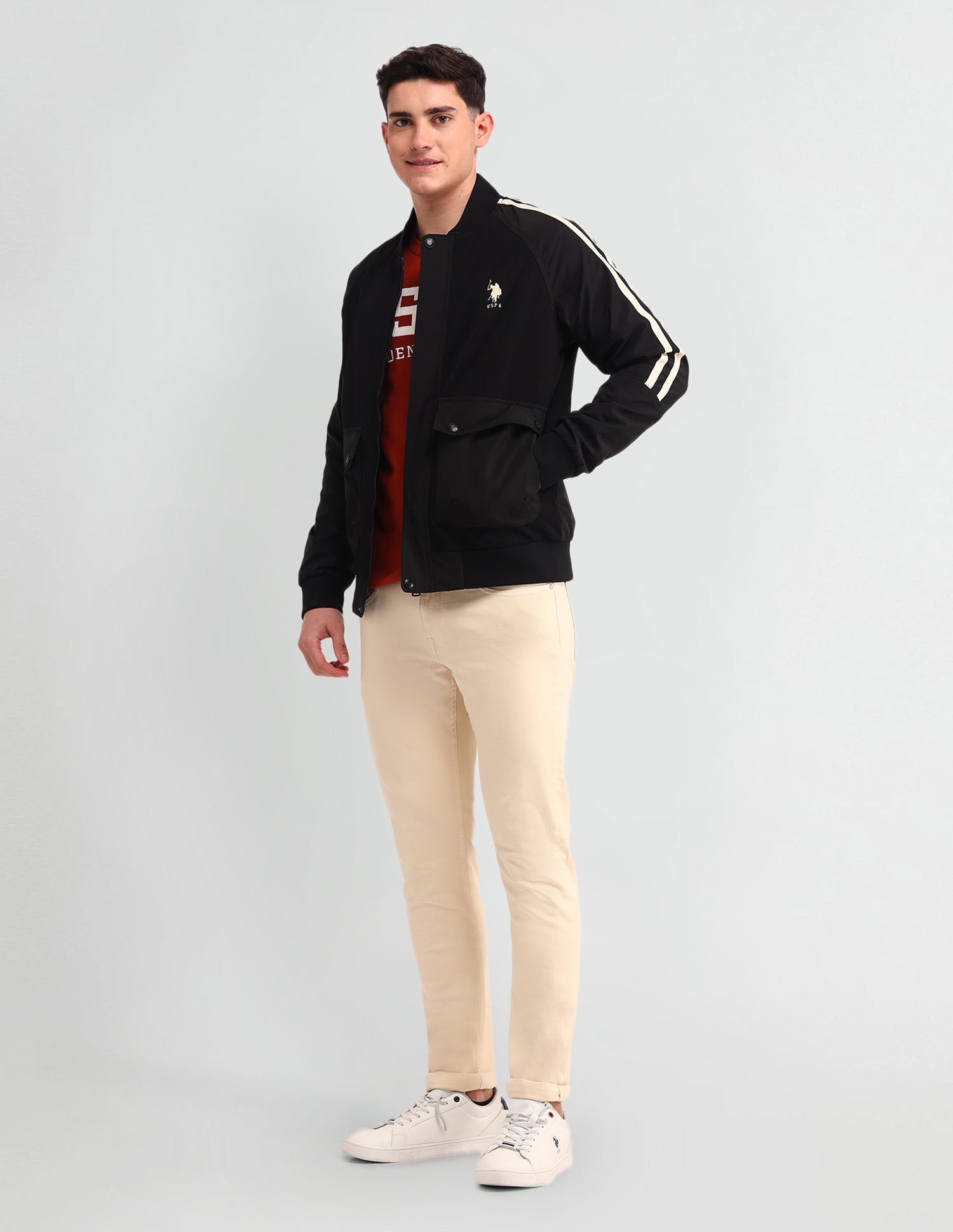 Vertical Stripes Regular Fit Jacket Black - U.S. Polo Assn. India | Large