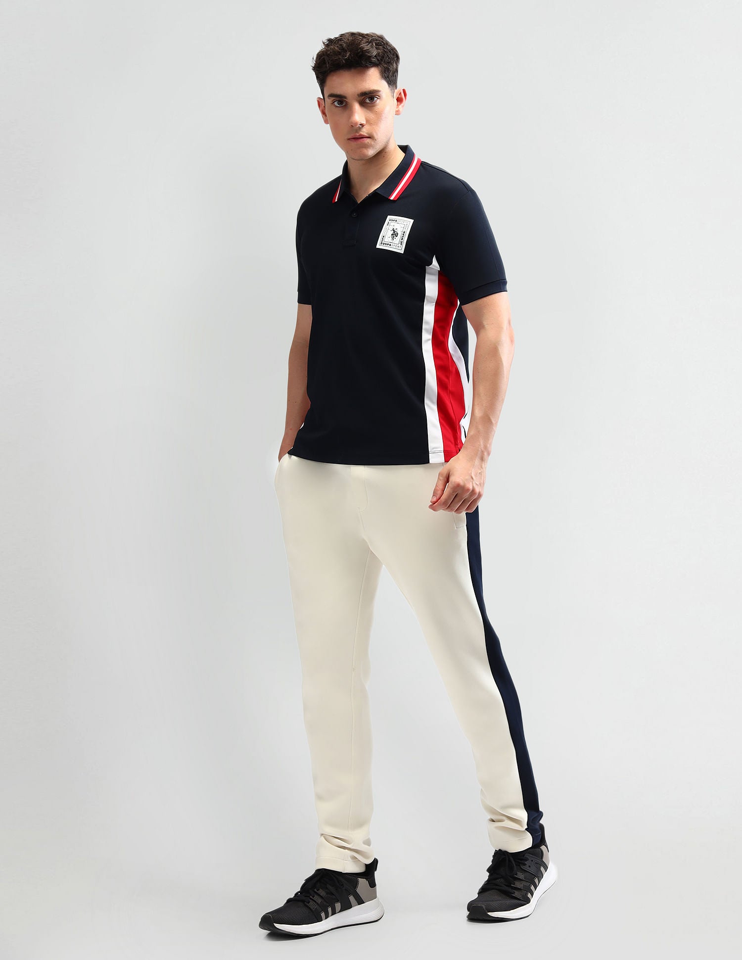 Slim Fit Solid Polo Shirt Navy - U.S. Polo Assn. India | Large