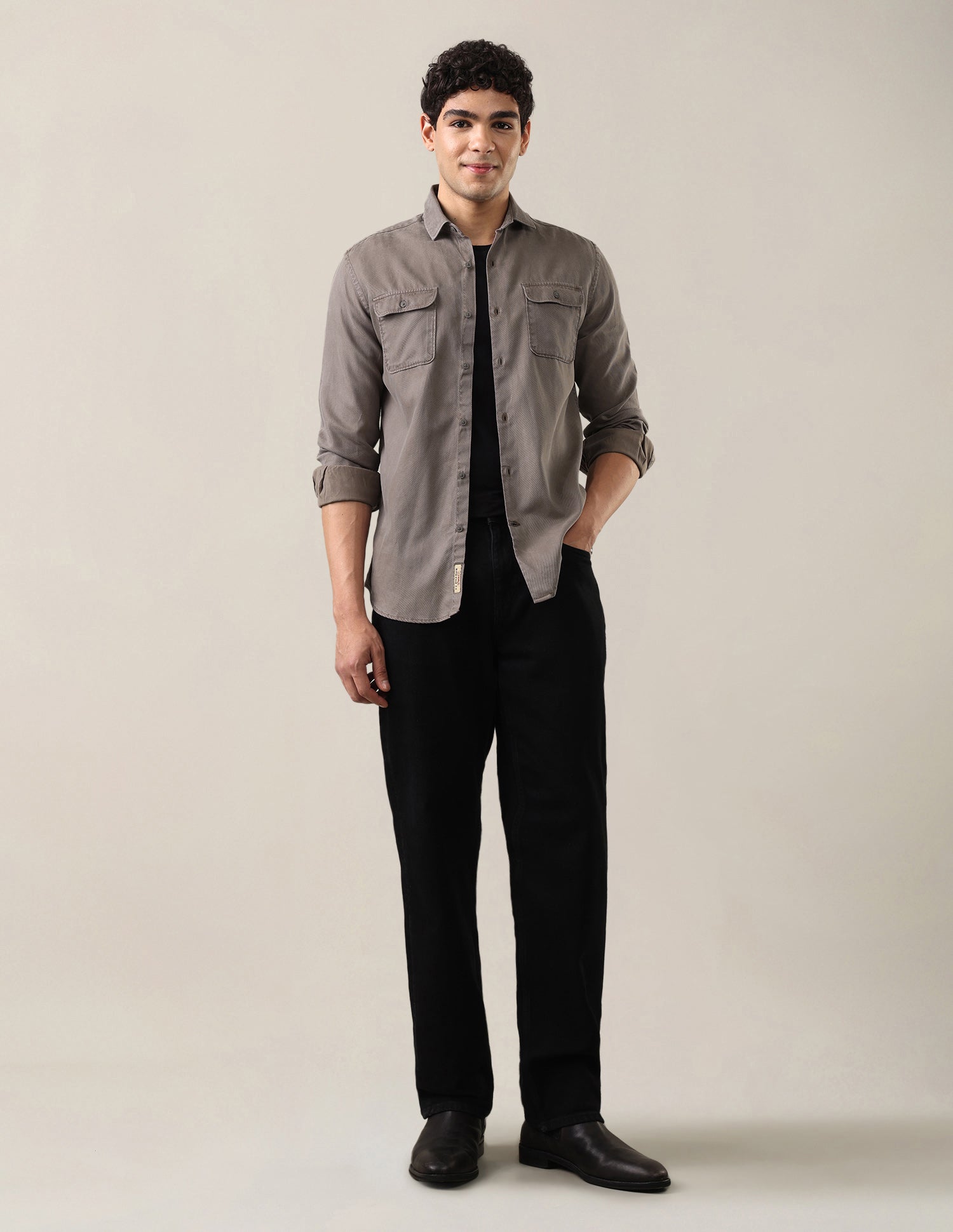 Solid Regular Fit Shirt Grey - U.S. Polo Assn. India | Large