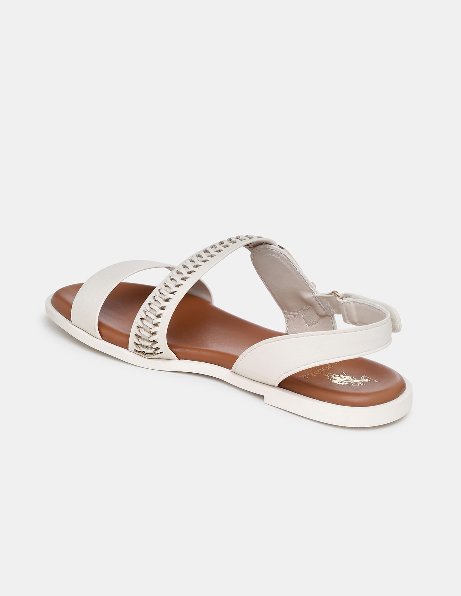 Women Axelle Patterned Vamp Strap Sandals Off White - U.S. Polo Assn. India | Large