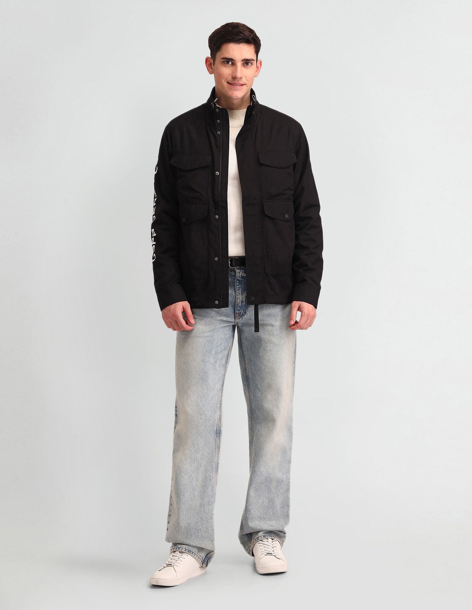 Regular Fit Solid Casual Jacket Black - U.S. Polo Assn. India | Large