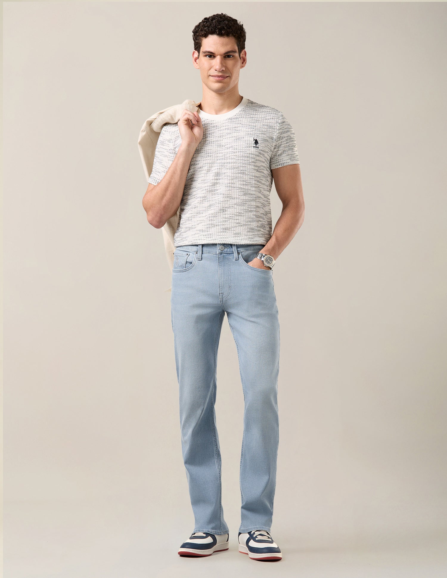 Harold Slim Straight Fit Blue Jeans Light Indigo - U.S. Polo Assn. India | Large