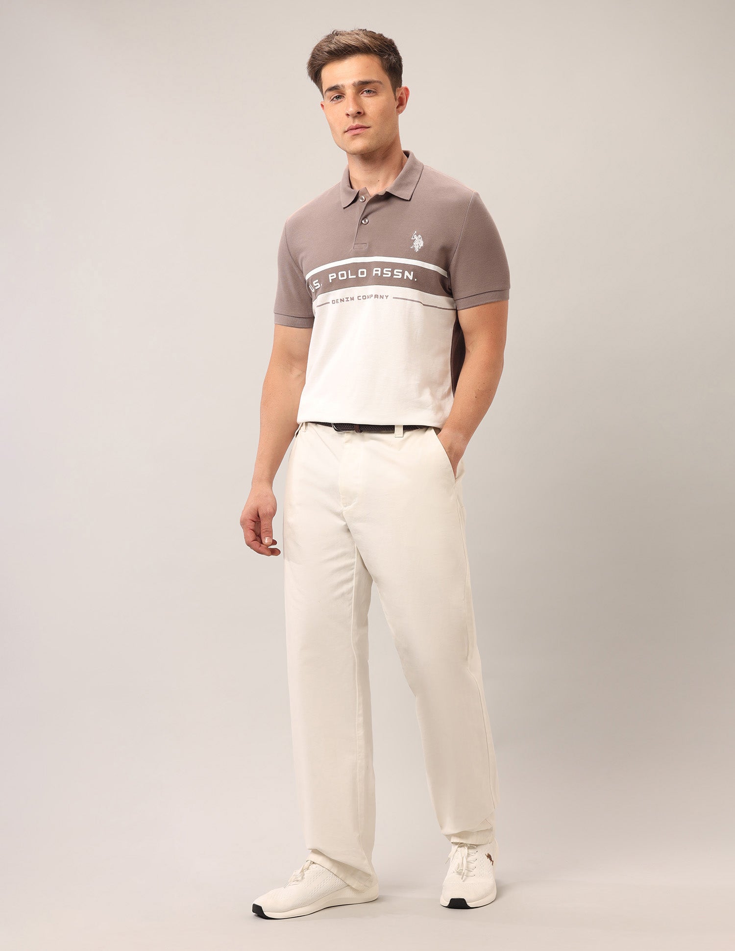 Muscle Fit Outdoor Polo Shirt Ivory - U.S. POLO ASSN. | Large