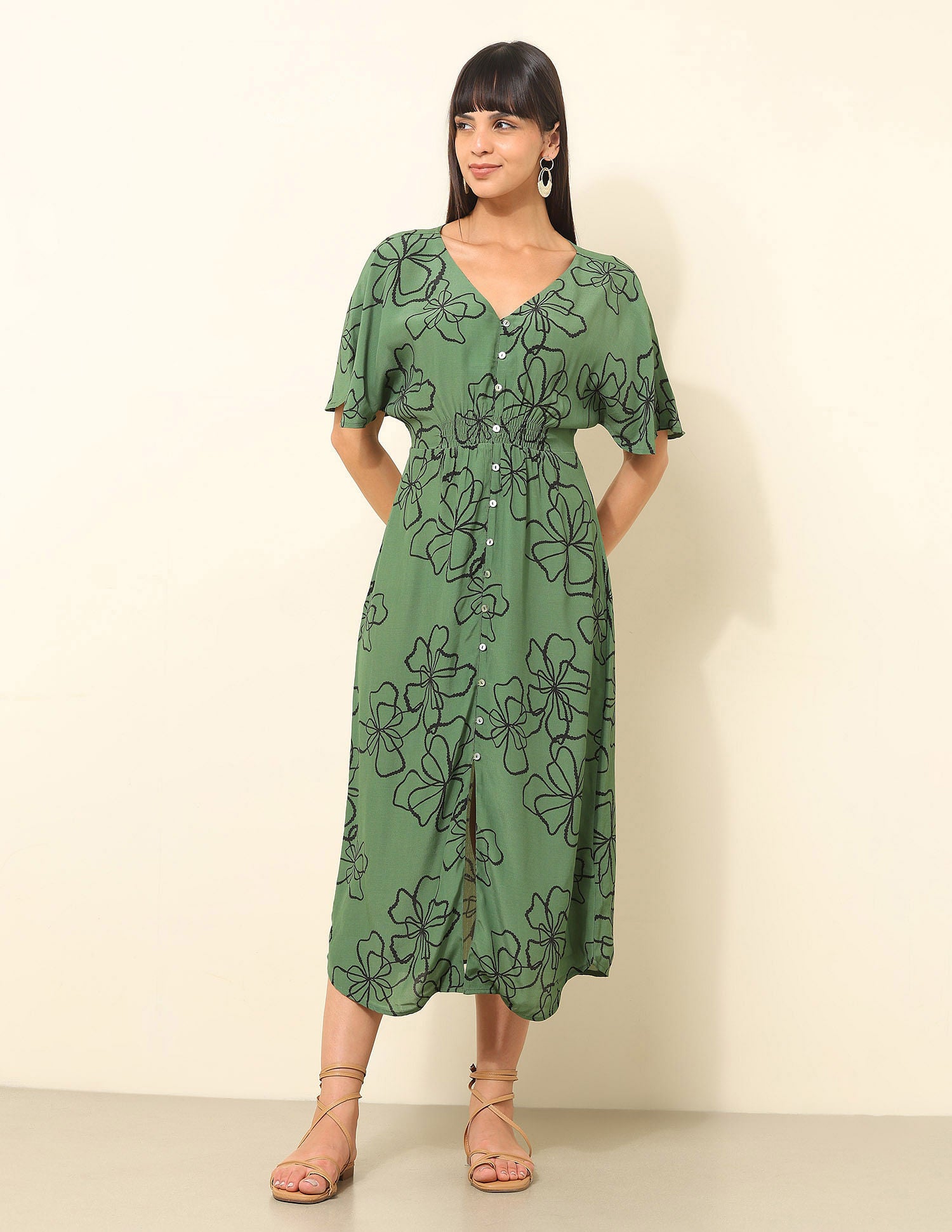 Floral Printed Fit & Flare Midi Dress Multicolour - U.S. Polo Assn. India | Large