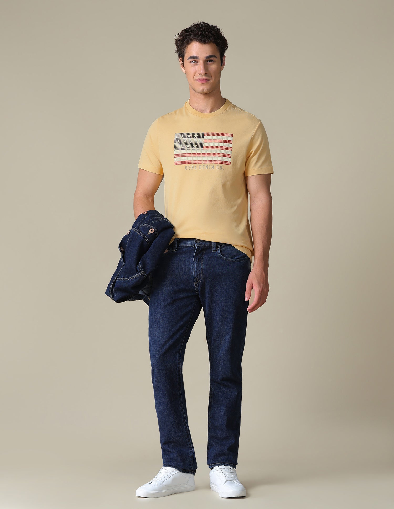 Graphic Brand Printed Slim Fit T-Shirt Light Yellow - U.S. Polo Assn. India | Large