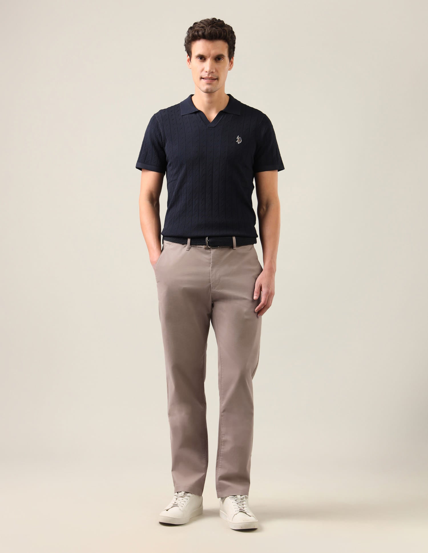 Riley Straight Fit Satin Trousers Grey - U.S. Polo Assn. India | Large