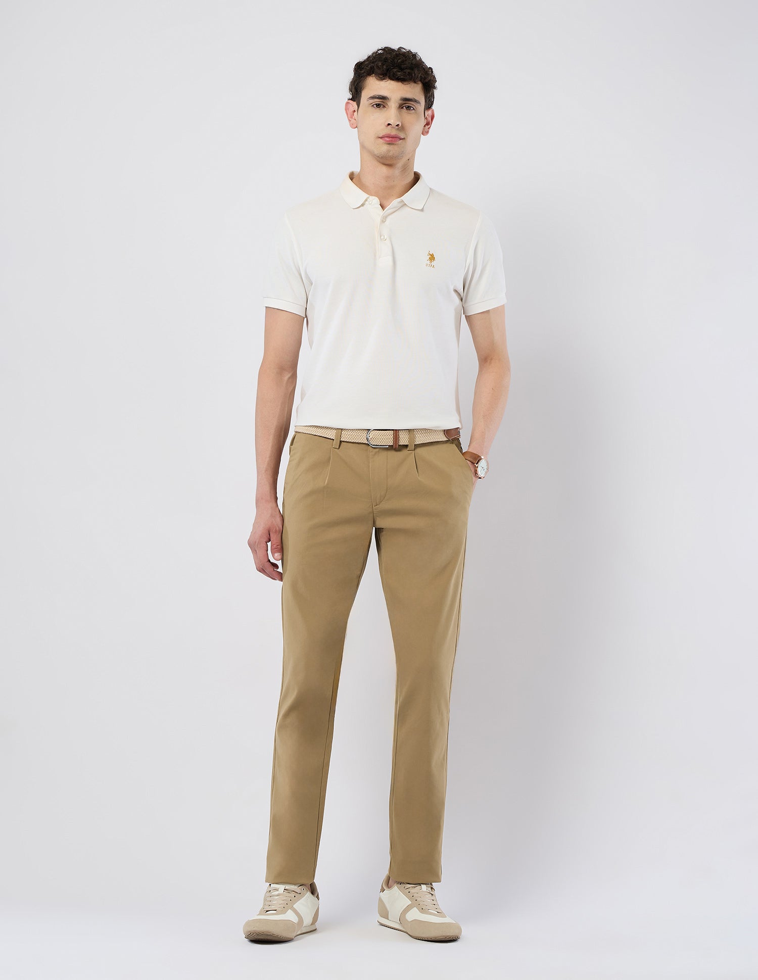 Mid Rise Riley Straight Fit Trousers Khaki - U.S. POLO ASSN. | Large