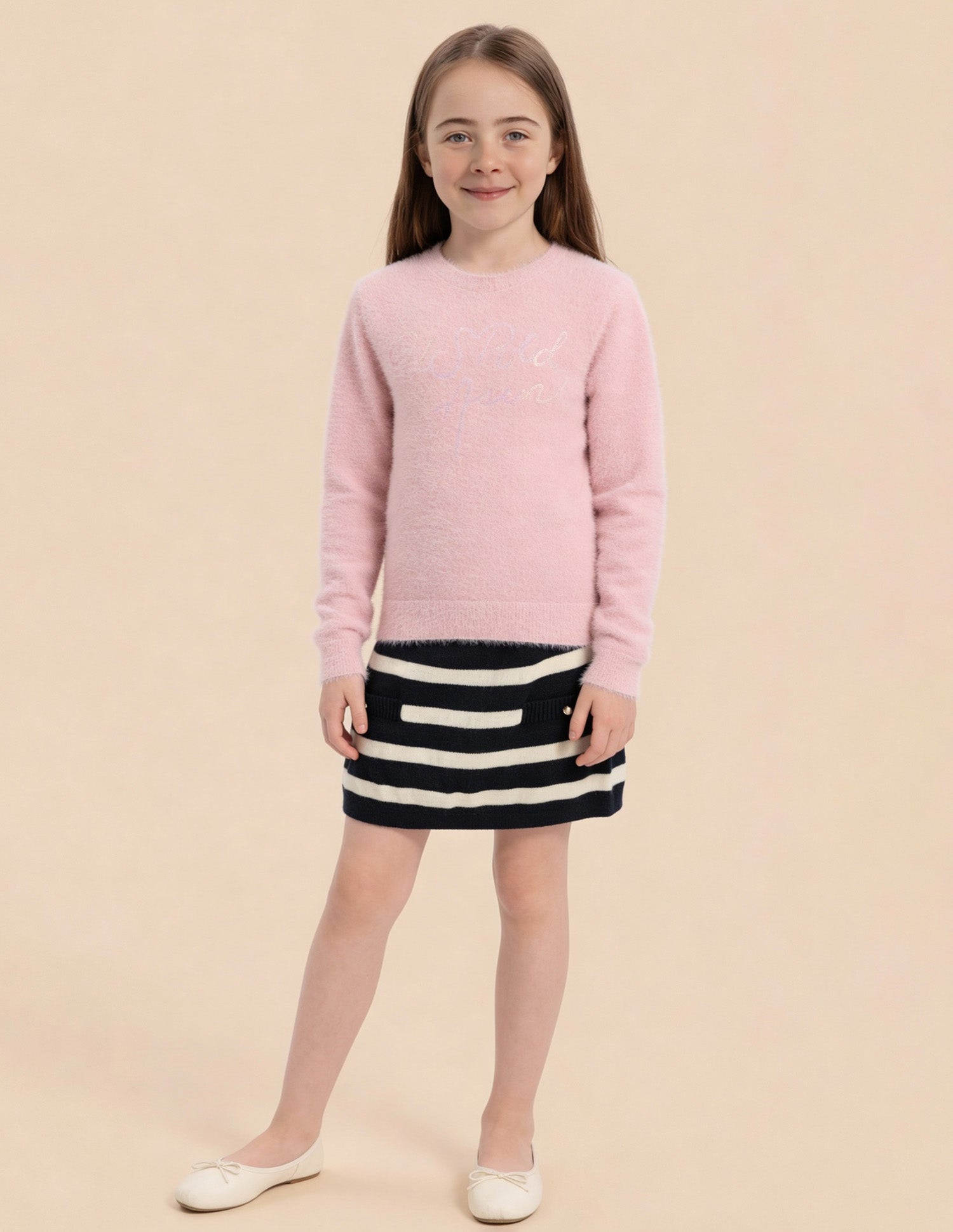 Girls Brand Printed Regular Fit Sweater Light Pink - U.S. Polo Assn. India | Large