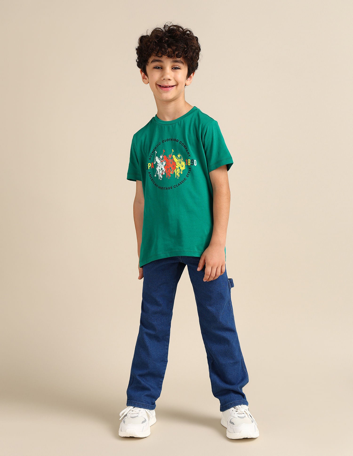Boys Pure Cotton Regular T-shirt Green - U.S. POLO ASSN. | Large
