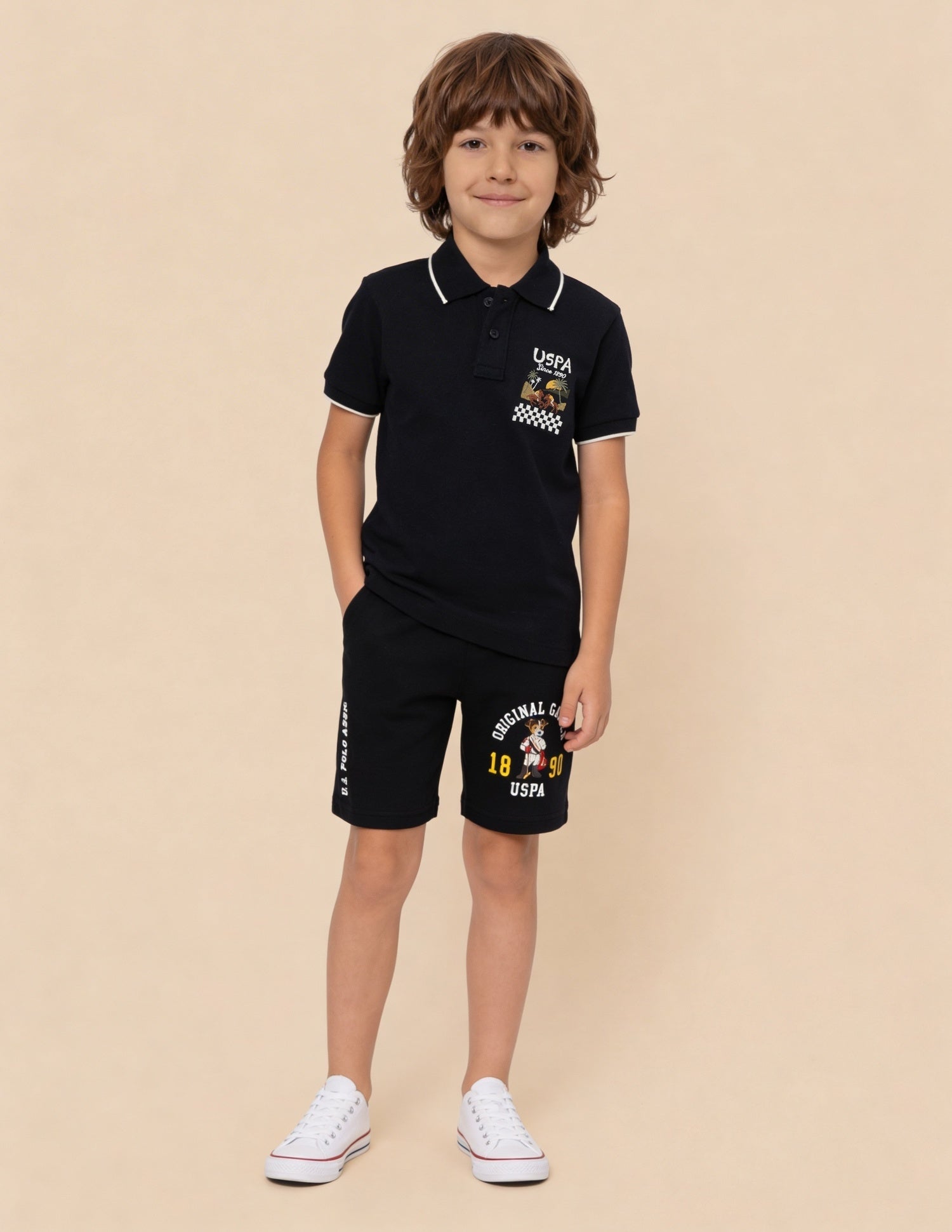 Graphic Brand Printed Regular Fit Polo Shirt Navy - U.S. Polo Assn. India | Large
