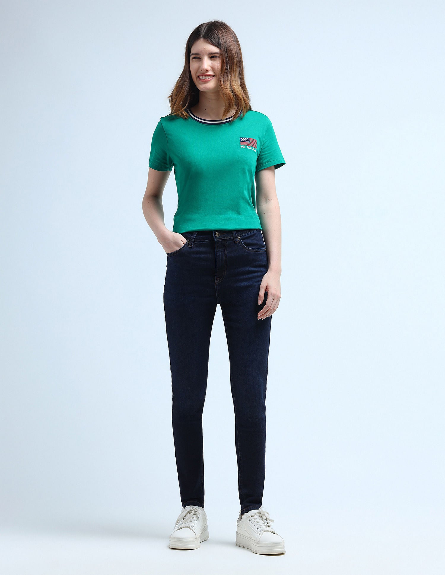 High Rise Super Skinny Fit Jeans Dark Blue - U.S. POLO ASSN. | Large