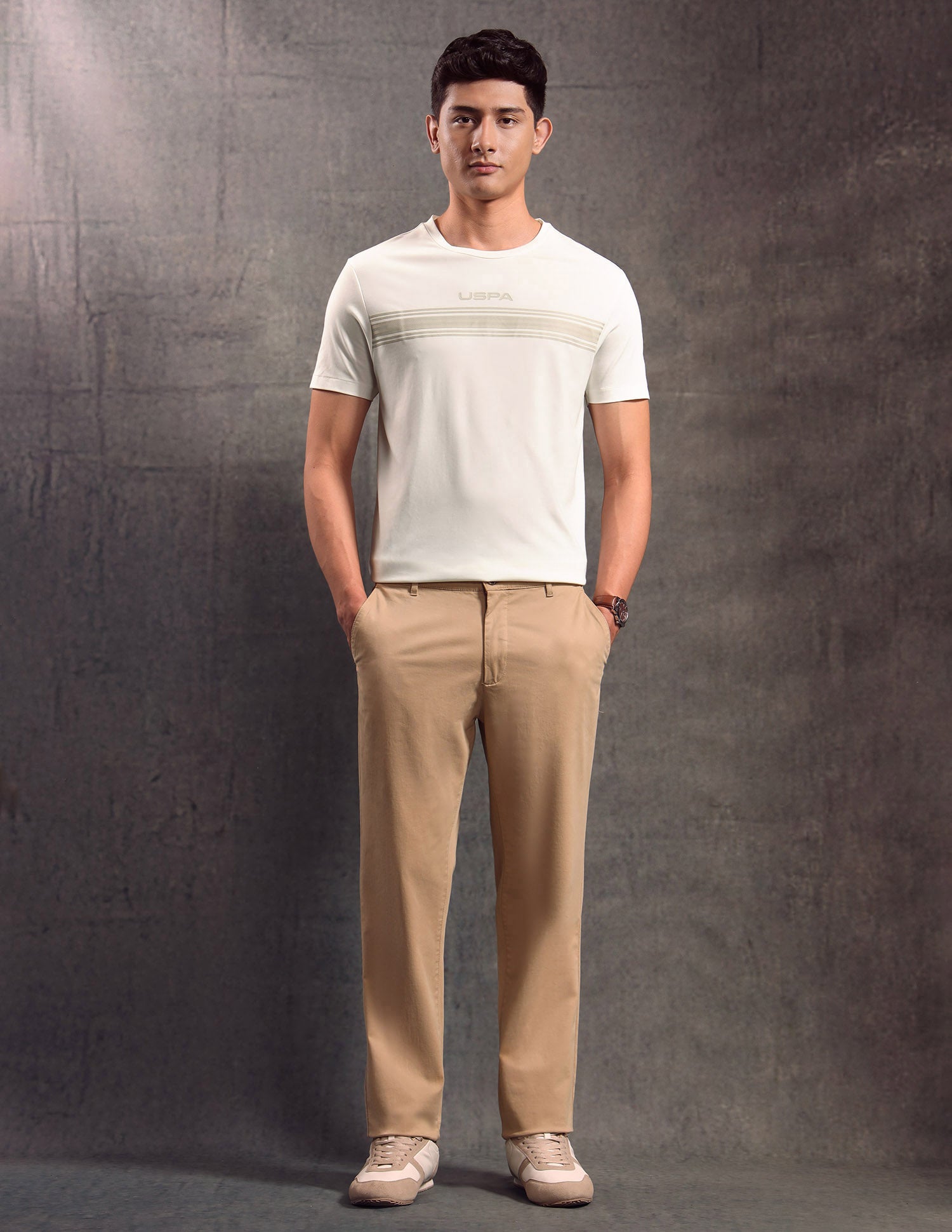 Horizontal Striped Regular Fit T-shirt Ivory - U.S. POLO ASSN. | Large