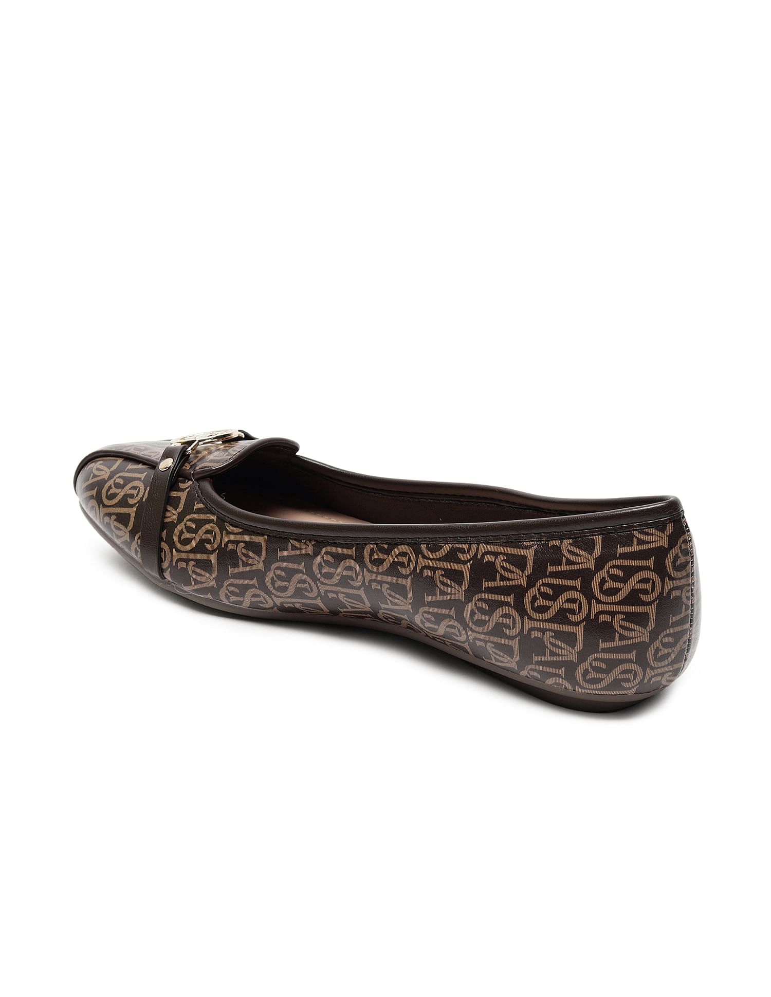 Alina 2.0 Brown Monogram Print Ballerinas Brown - U.S. Polo Assn. India | Large