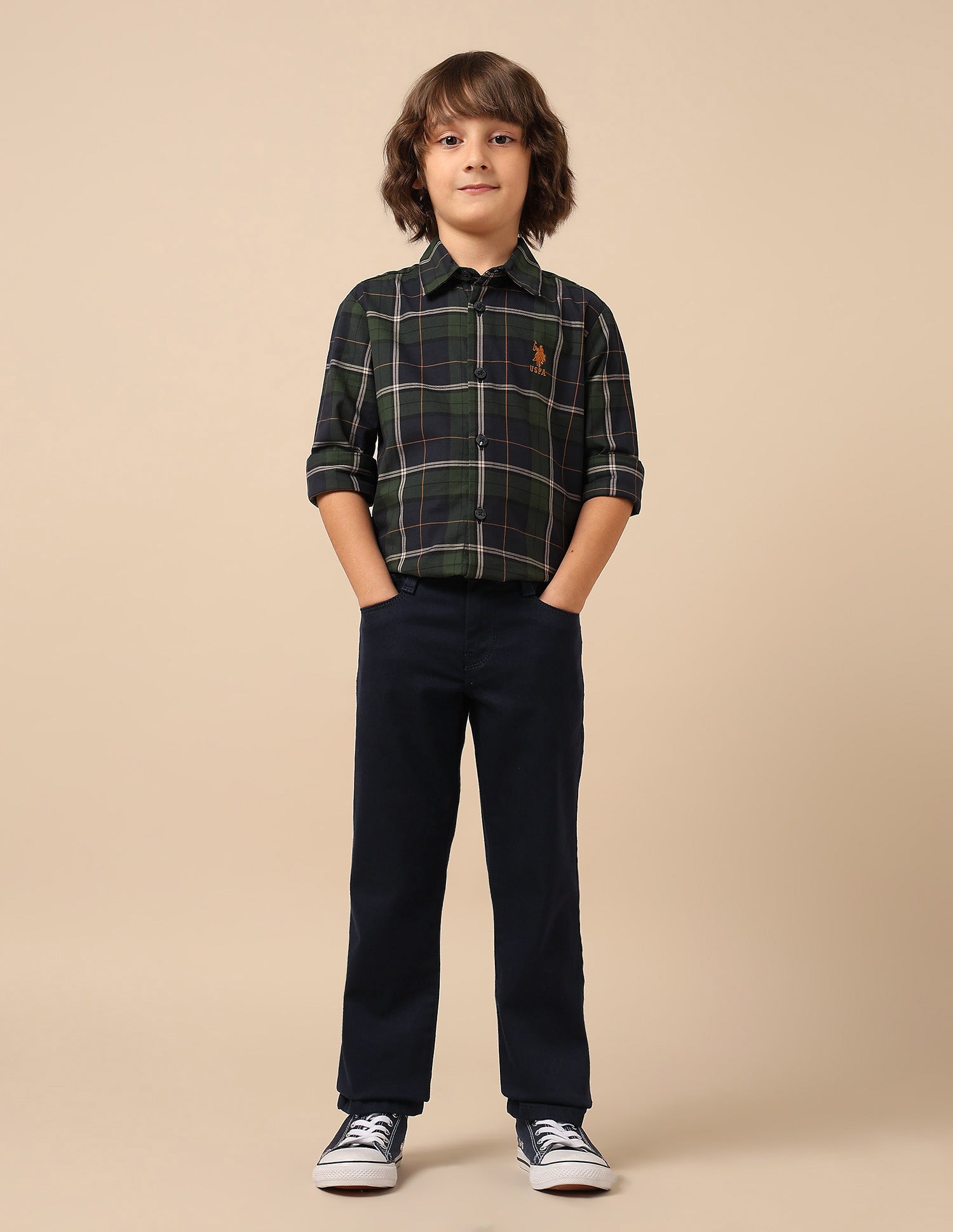Boys Mid Rise Relaxed Fit Jeans Dark Blue - U.S. POLO ASSN. | Large