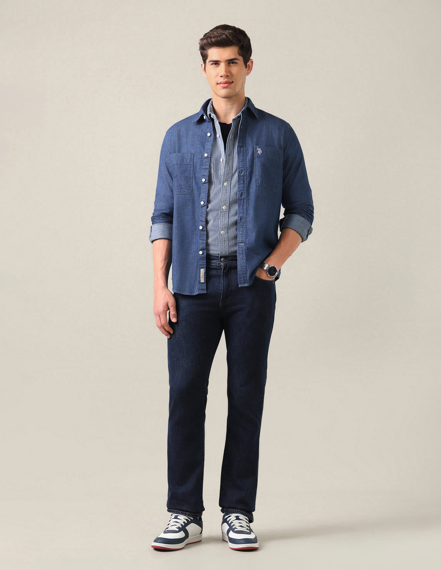 Solid Twill Shirt Blue - U.S. Polo Assn. India | Large