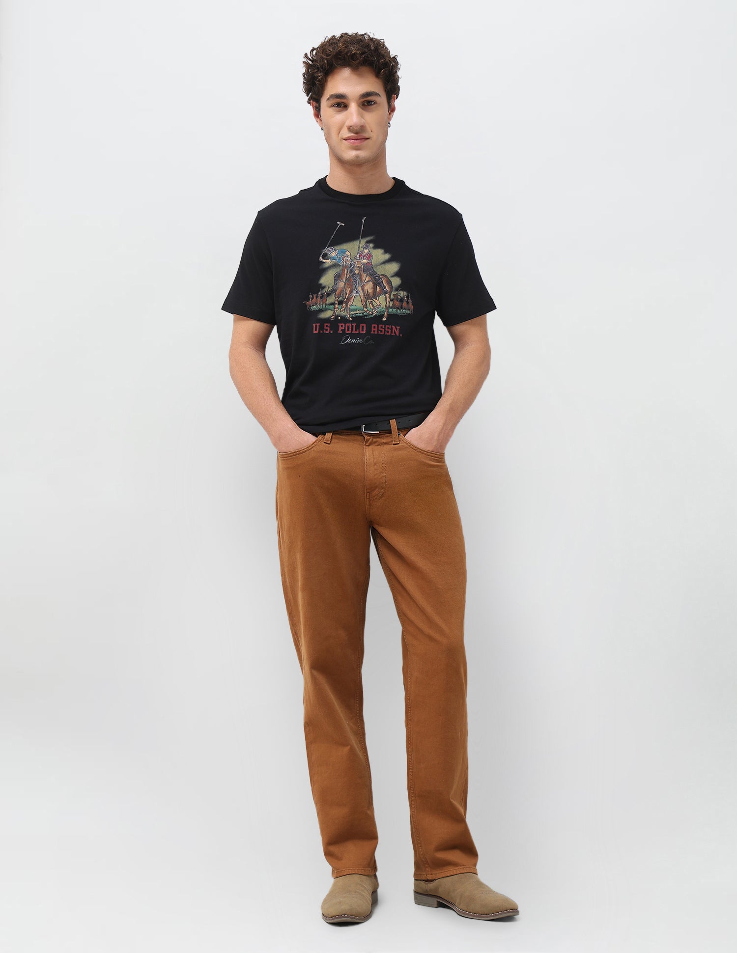 Graphic Brand Printed Slim Fit T-Shirt Black - U.S. Polo Assn. India | Large