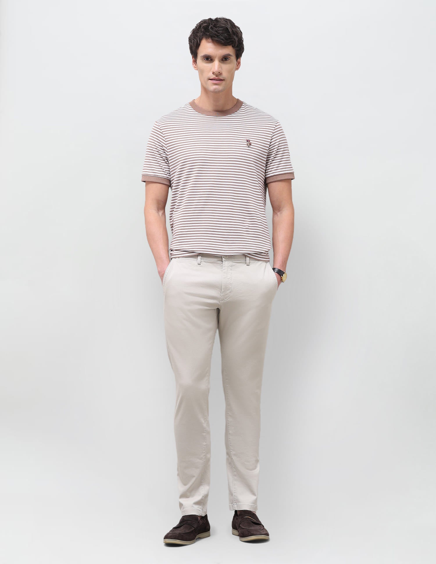 Solid Denver Slim Fit Trouser Beige - U.S. Polo Assn. India | Large