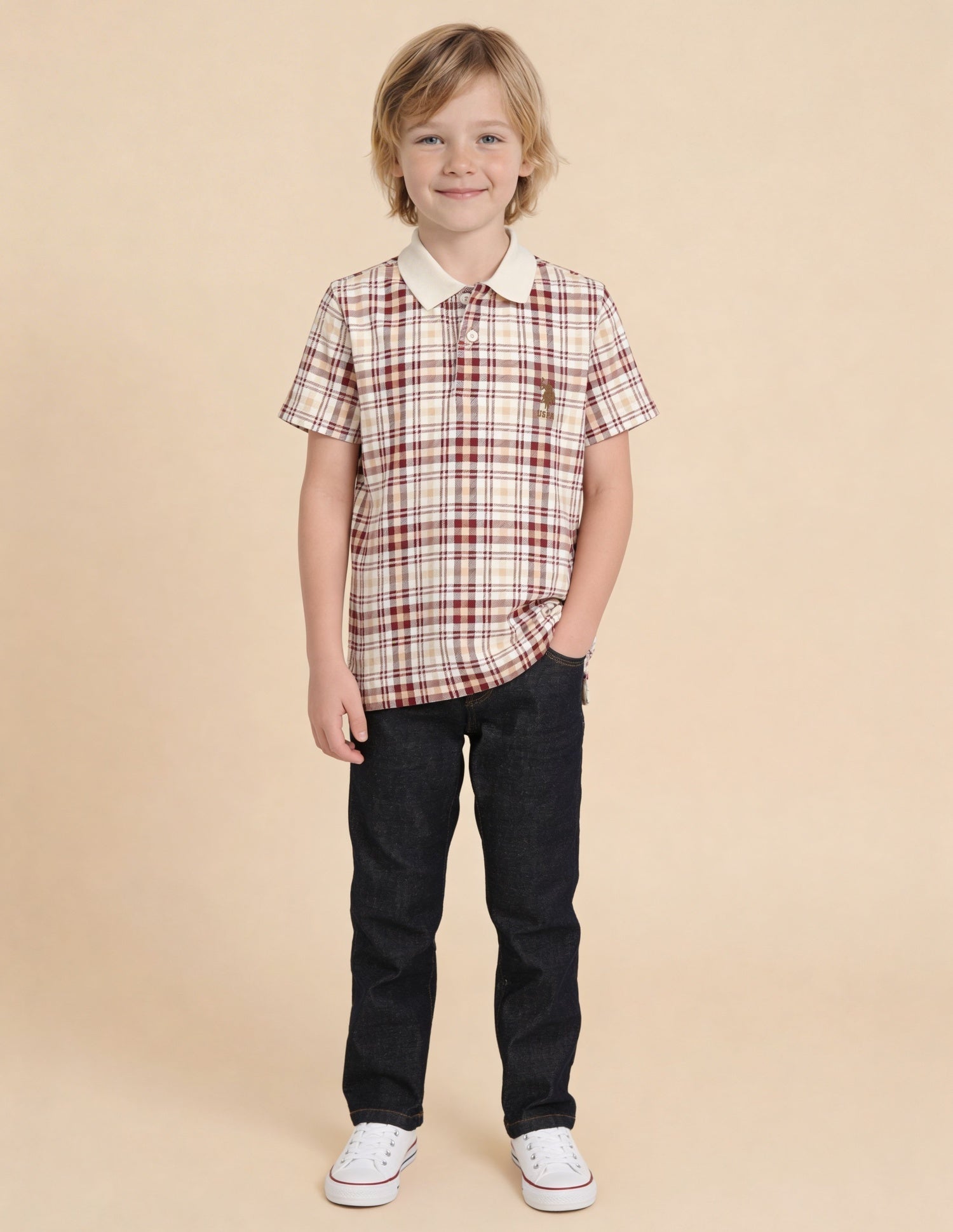 Checked Regular Fit Polo Shirt White - U.S. Polo Assn. India | Large