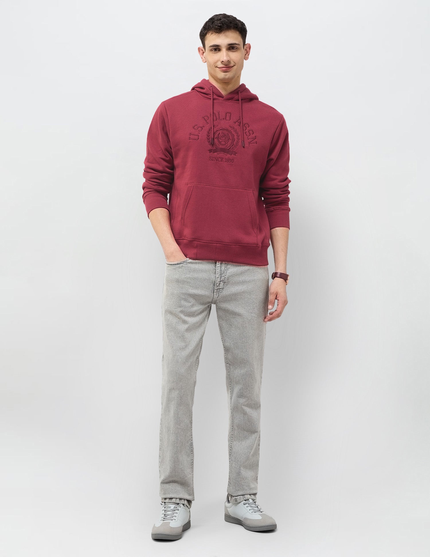 Brand Embroidered Regular Fit Sweatshirt Maroon - U.S. POLO ASSN. | Large