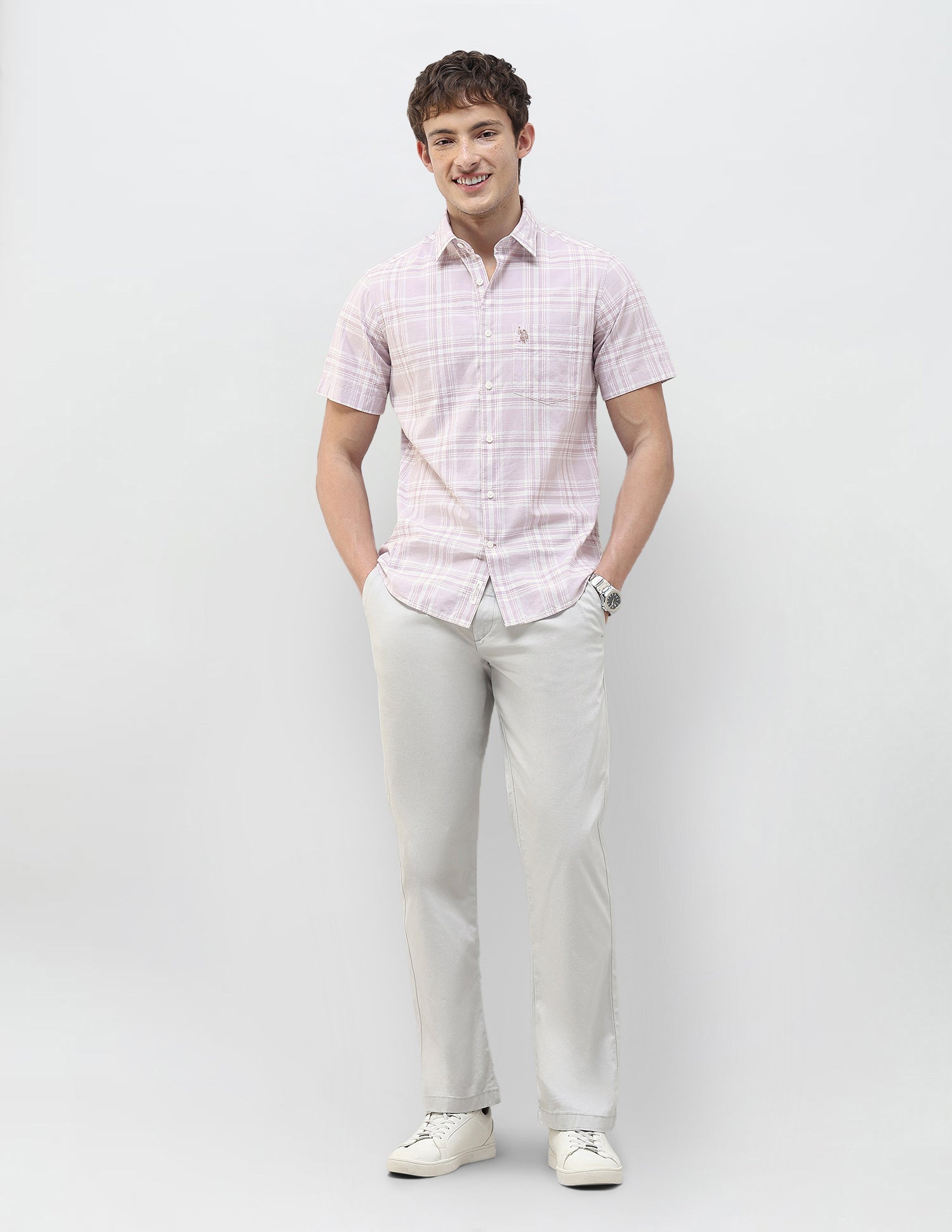 Tartan Checked Regular Fit Shirt Pink - U.S. Polo Assn. India | Large