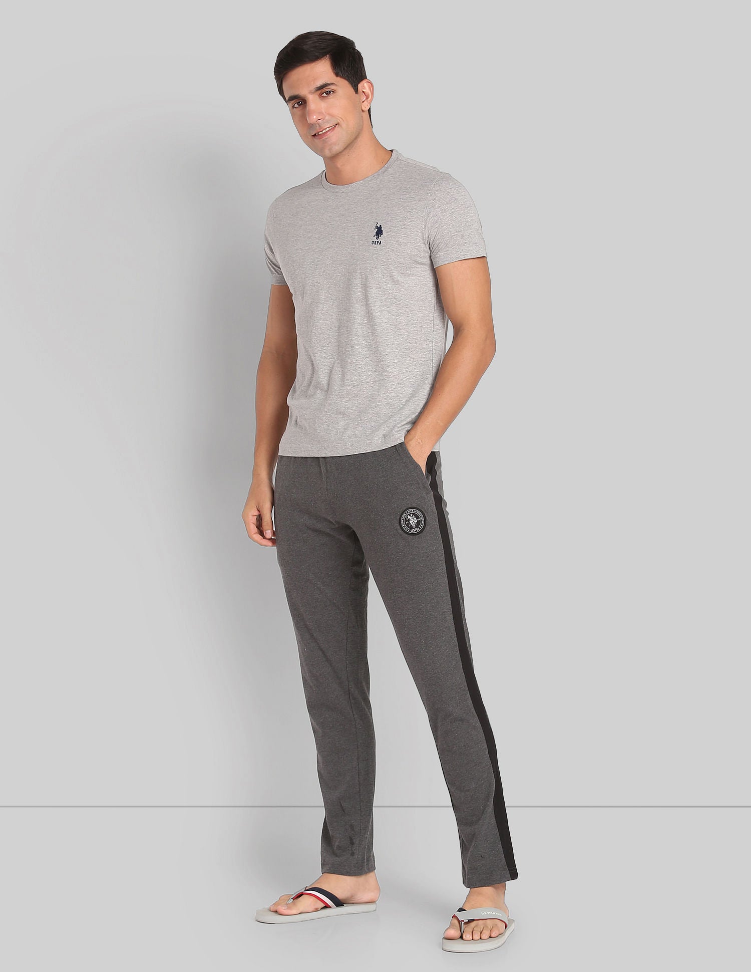 Comfort Fit Cotton Polyester I669 Lounge Track Pants - Pack Of 1 Charcoal - U.S. POLO ASSN. | Large
