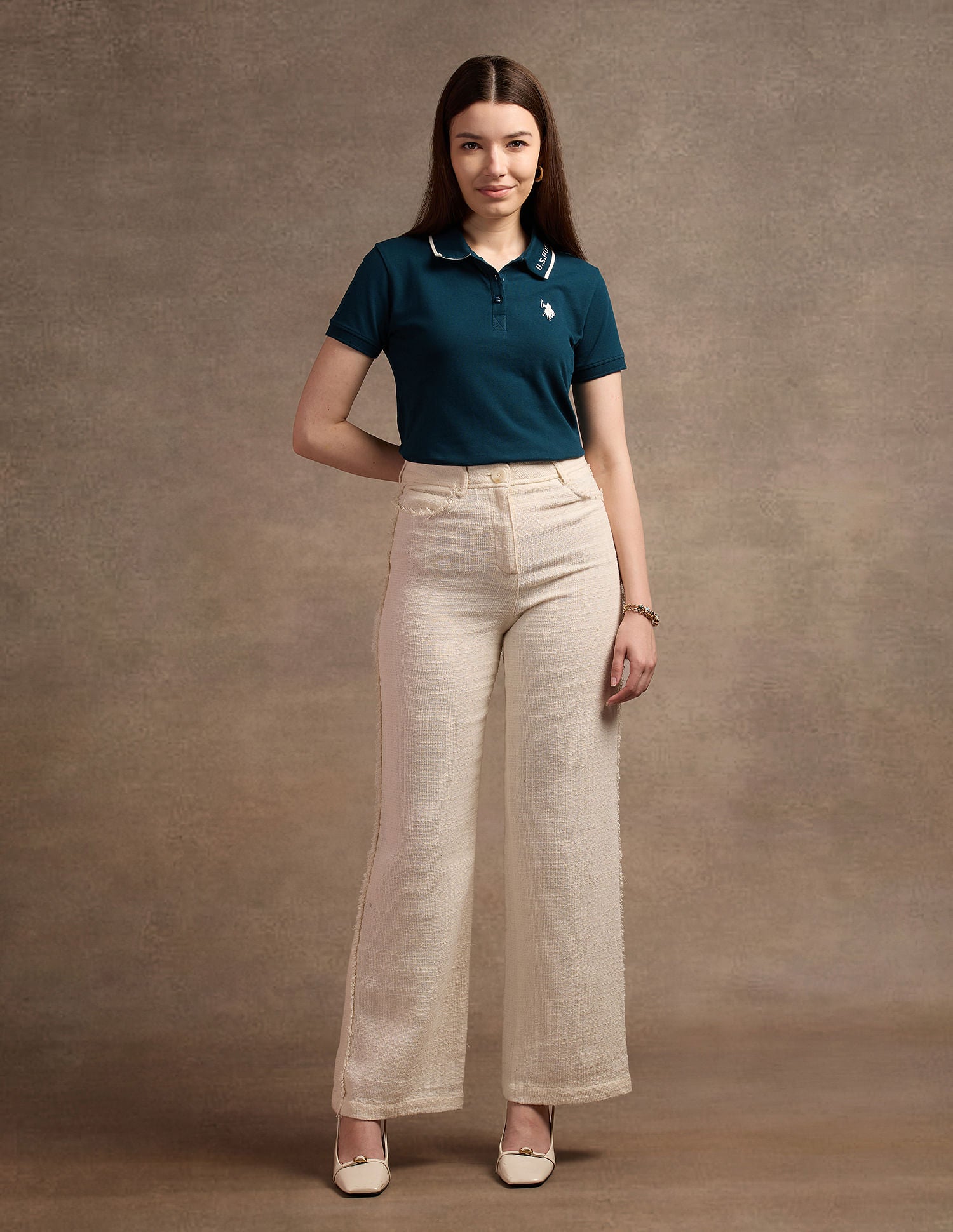 Jacquard Collar Polo Shirt Teal - U.S. POLO ASSN. | Large